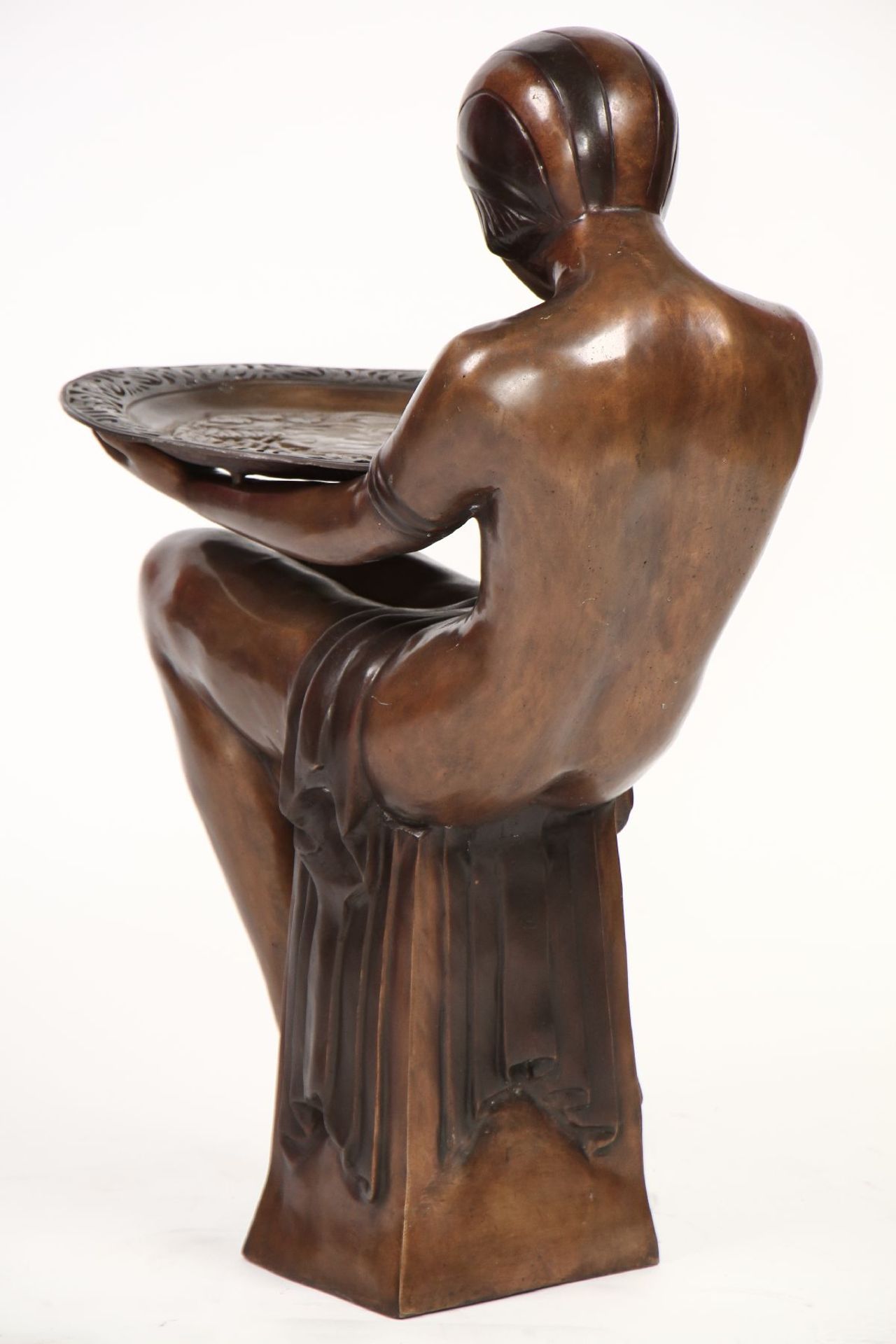 Female nude, Art Deco style, bronze, golden brown and brown patinated, approx. 87x43x58 cm, - Bild 2 aus 4