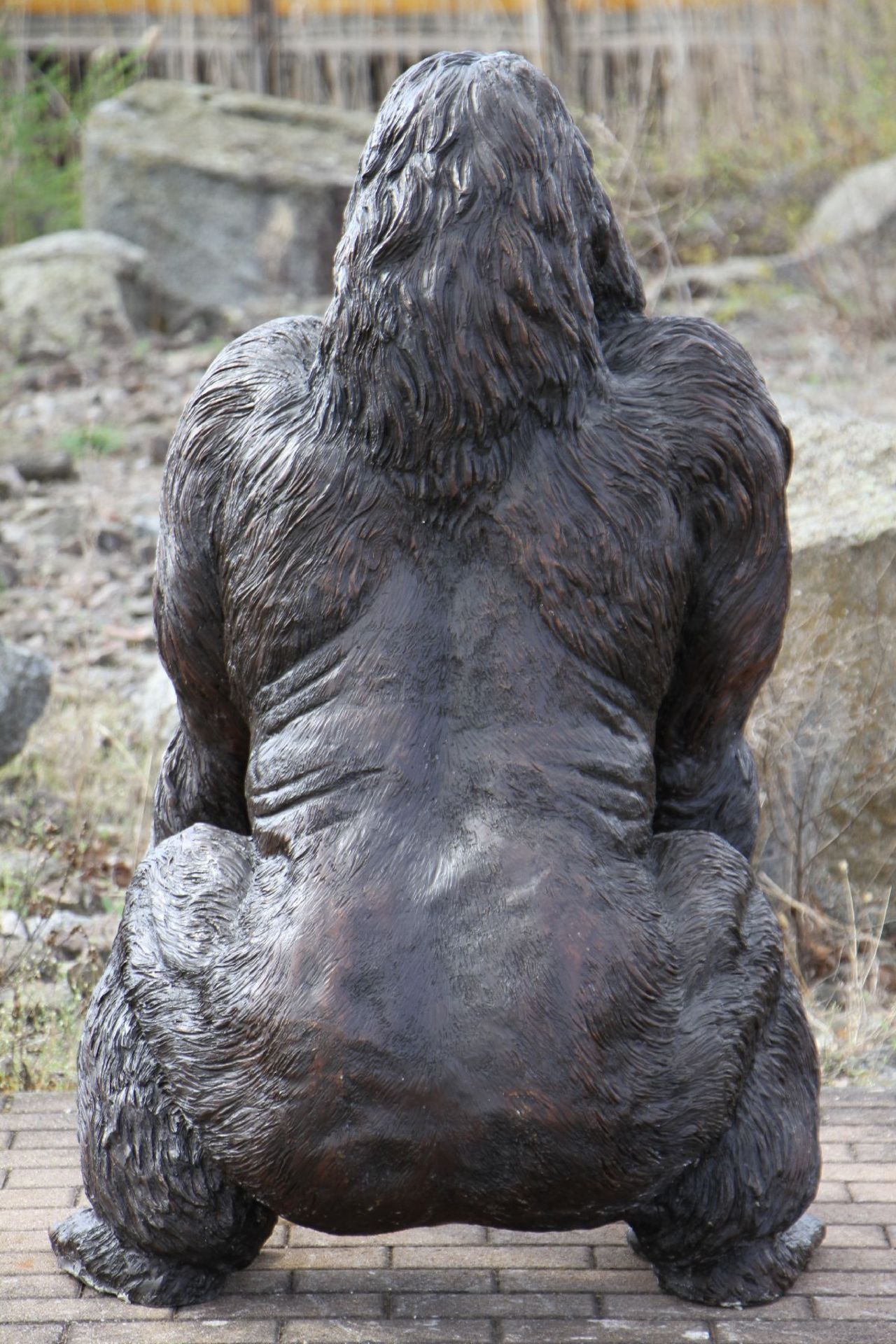 Gorilla, bronze, dark brown and golden brown patinated, excellent detailed elaboration, vivid - Bild 4 aus 5