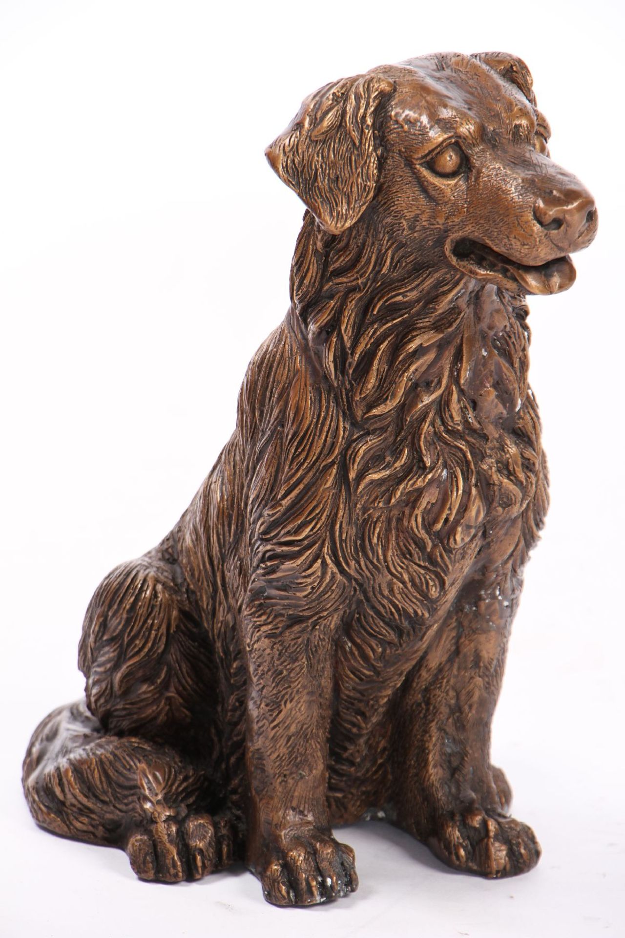 Dog, bronze, patinated brown, very realistic representation, detailed elaboration, good quality,