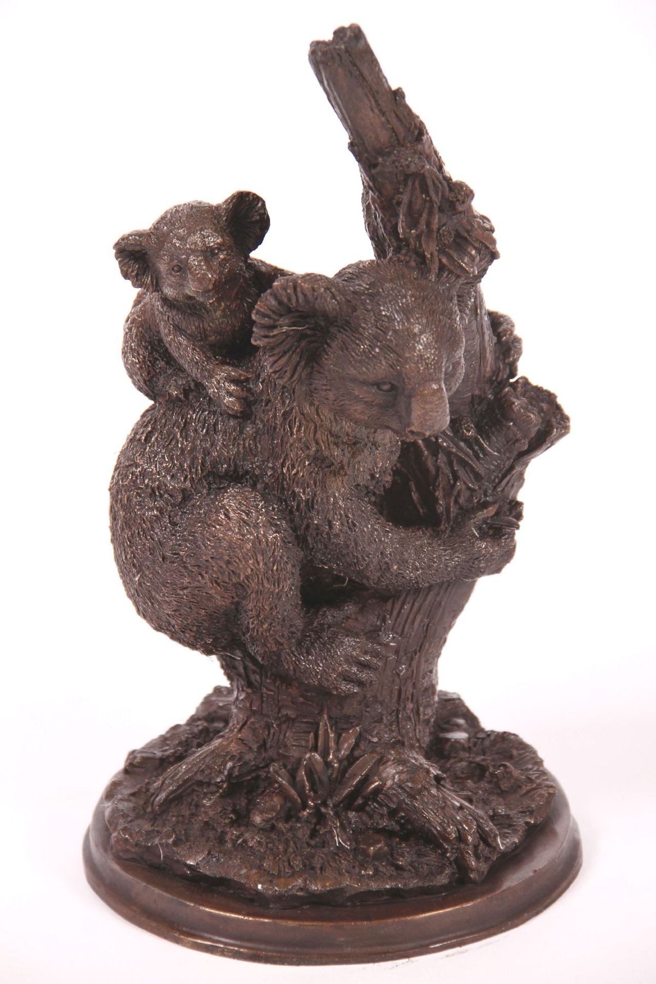 Koala with baby, bronze, dark brown patina, naturalistic-idealistic representation, detailed