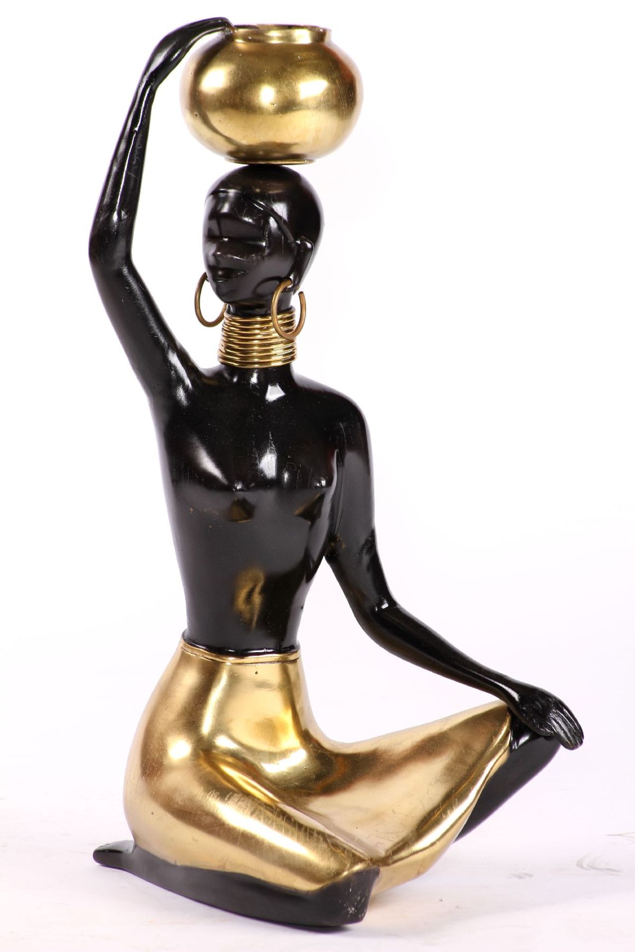 African Water Carrier, modeled on the Ndebele from Zimbabwe, bronze, body and head patinatedblack,