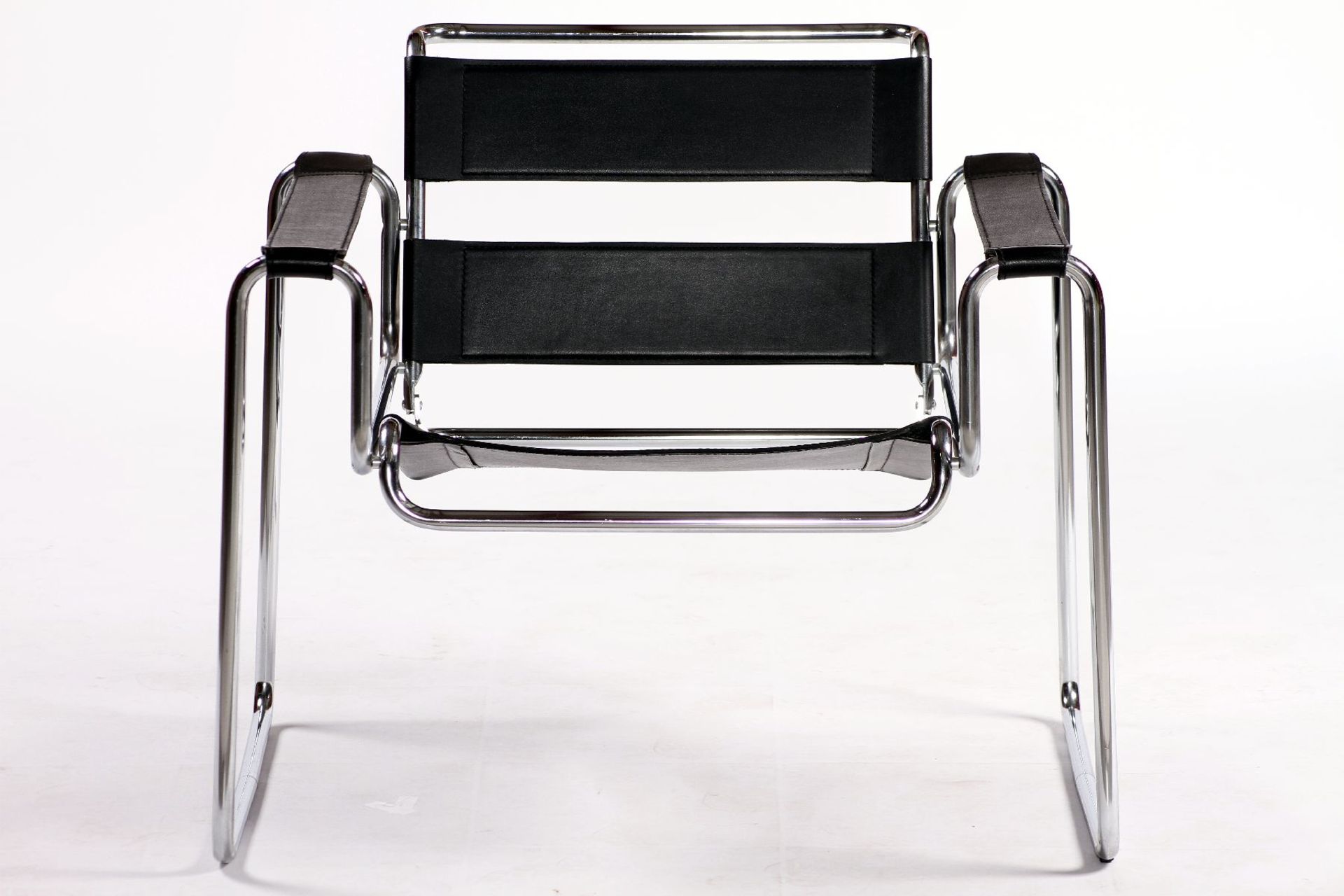 2 armchairs, Bauhaus style from 1928/29, replica based on the design by Marcel Breuer, chromed - Bild 2 aus 2