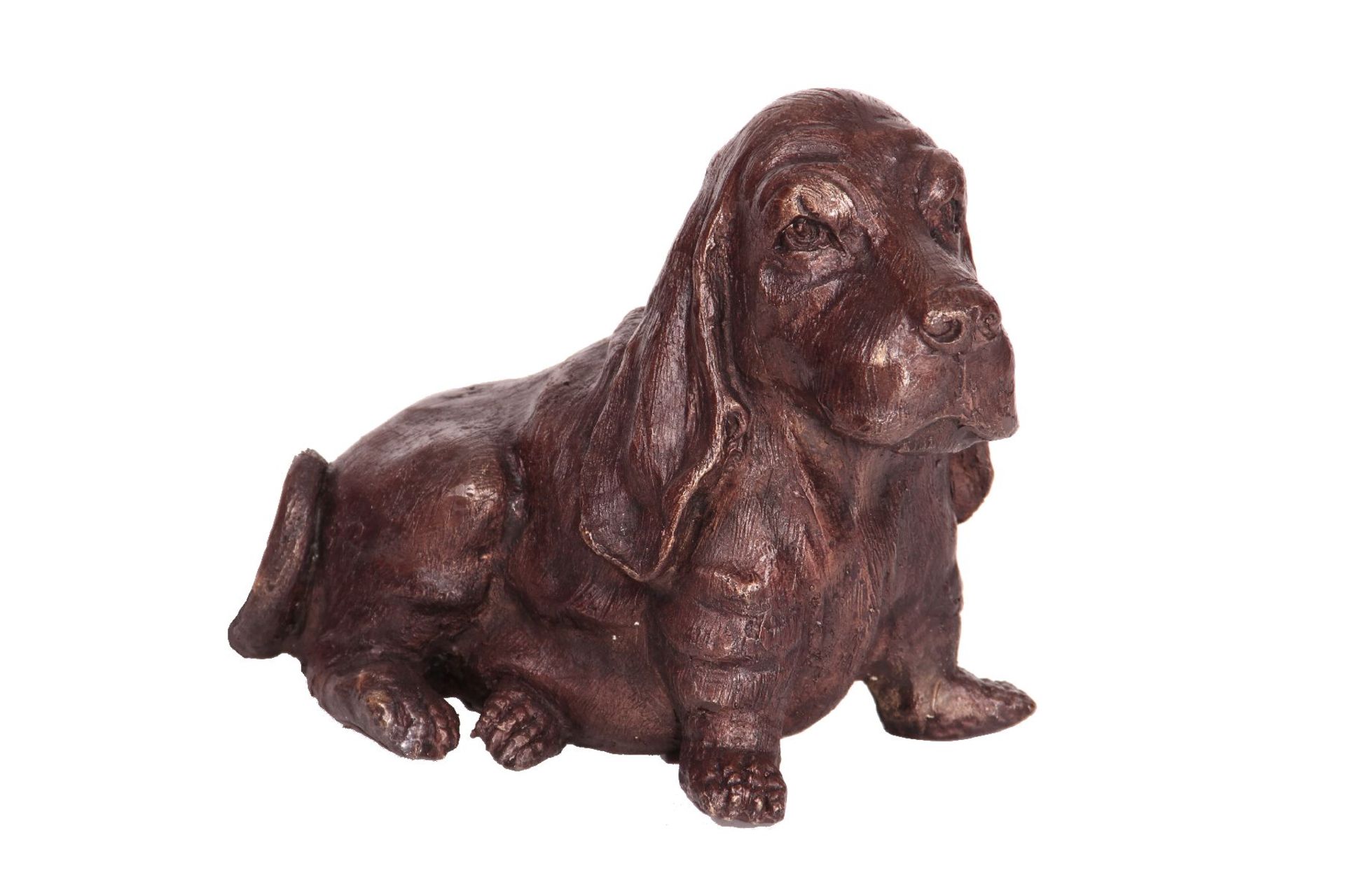 Beagle, bronze, brown patinated, nice elaboration, slight traces of storage, approx.22x15x29 cm,