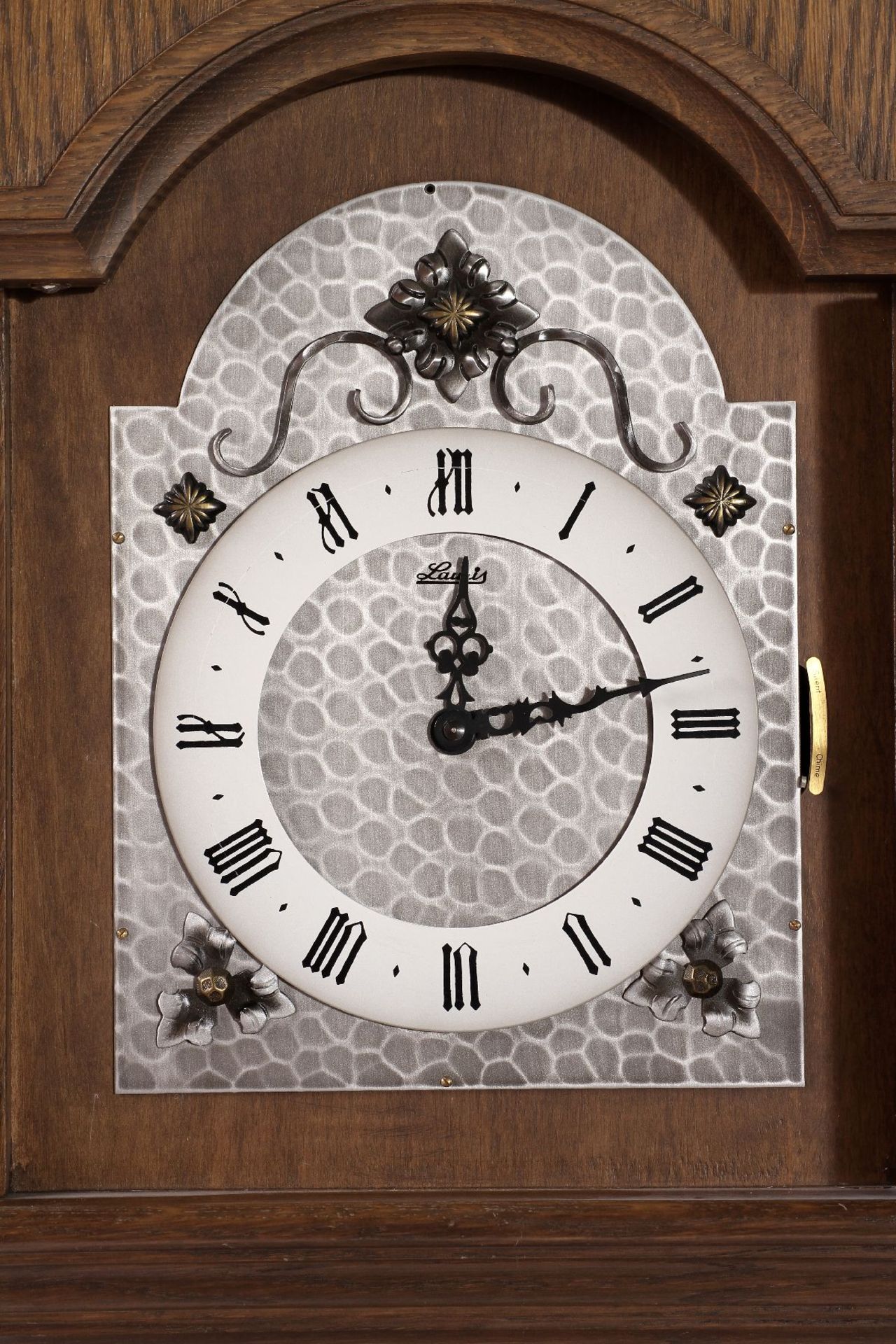 Longcase clock, model of 1730/40, solid wood body, oak veneer, door with lead glass, Roman dial, - Bild 2 aus 2