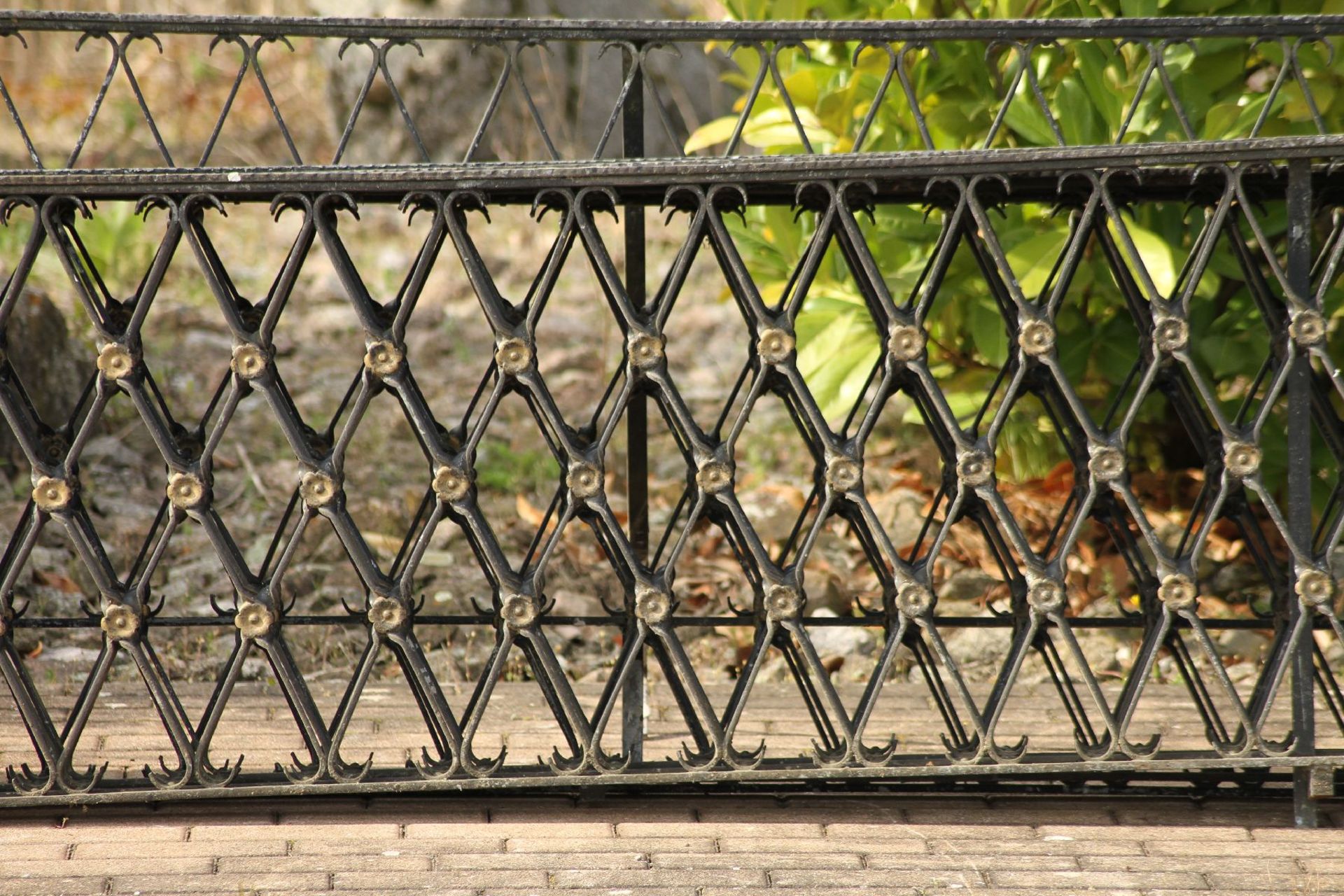 6 Fence Elements with Swing Gate and Entrance Door, iron and wrought iron, rosette decorations - Bild 9 aus 10