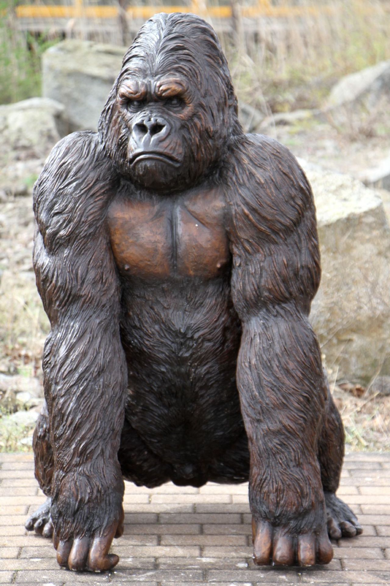 Gorilla, bronze, dark brown and golden brown patinated, excellent detailed elaboration, vivid - Bild 2 aus 5