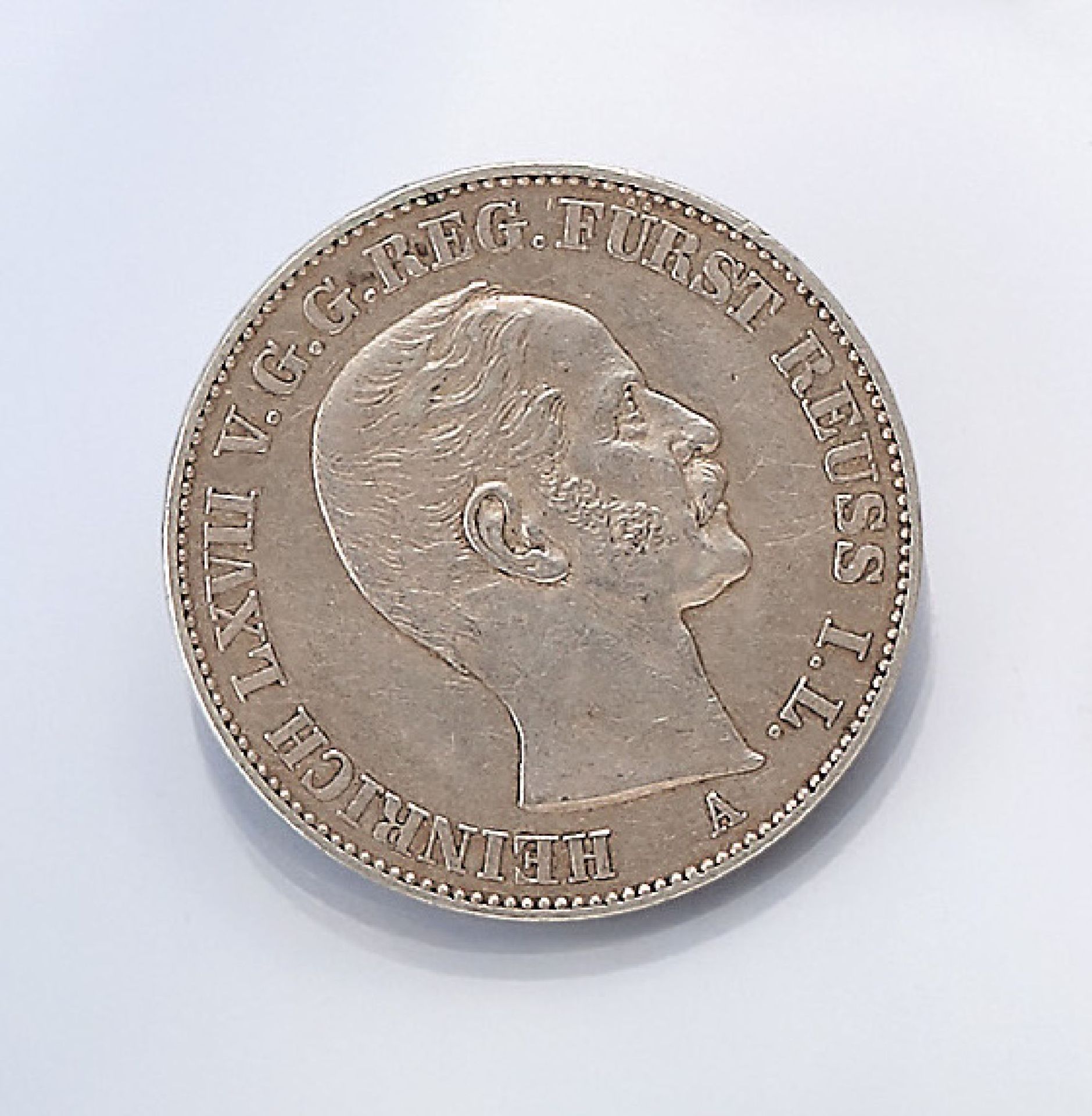 Silver coin, 1 Vereinsthaler , German Reich,1858, Heinrich LXVII. v.G.G. Reg. earl Reuss i. l.,