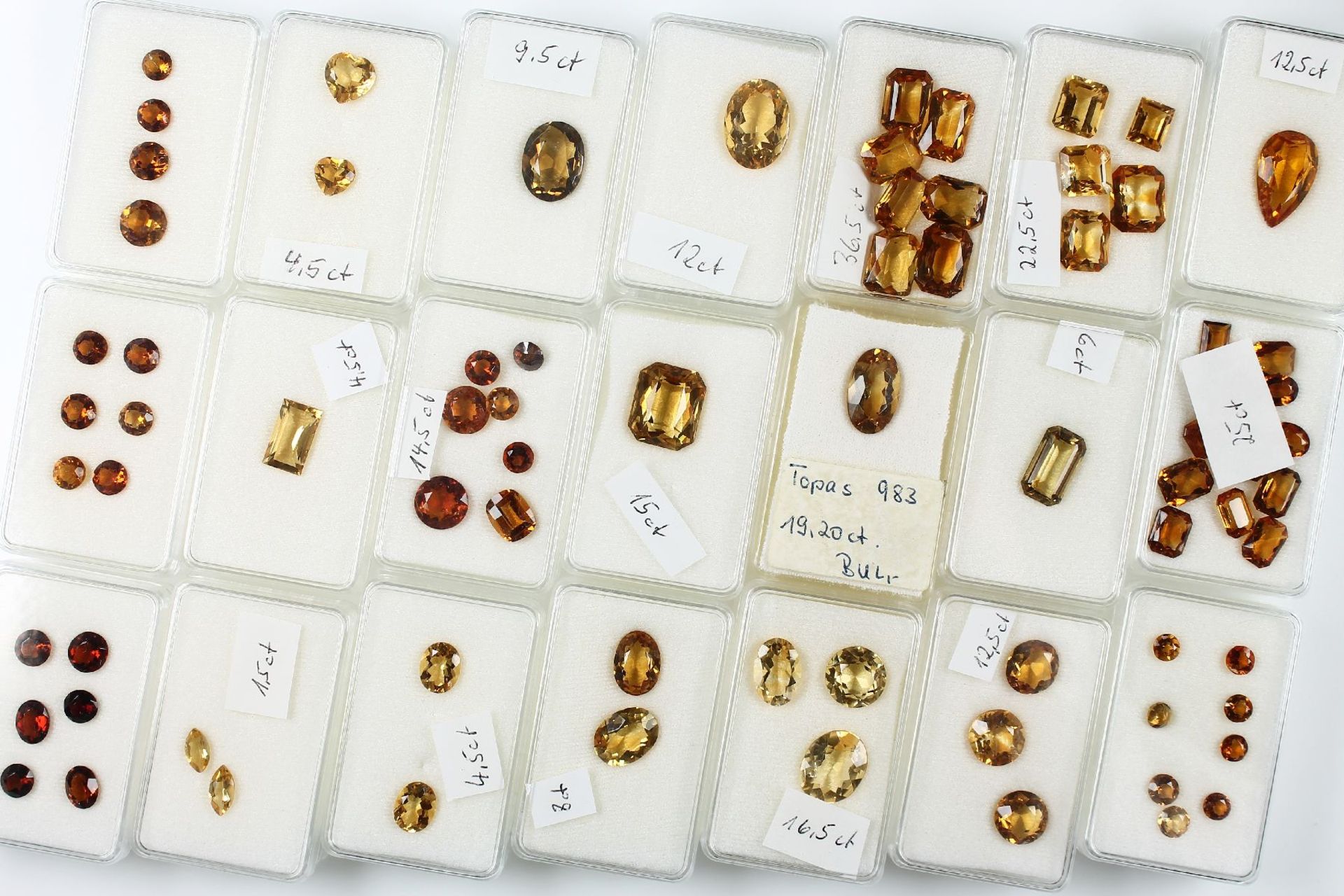 Lot loose citrines total approx. 250 ct, different sizes, cuts and colours Valuation Price: