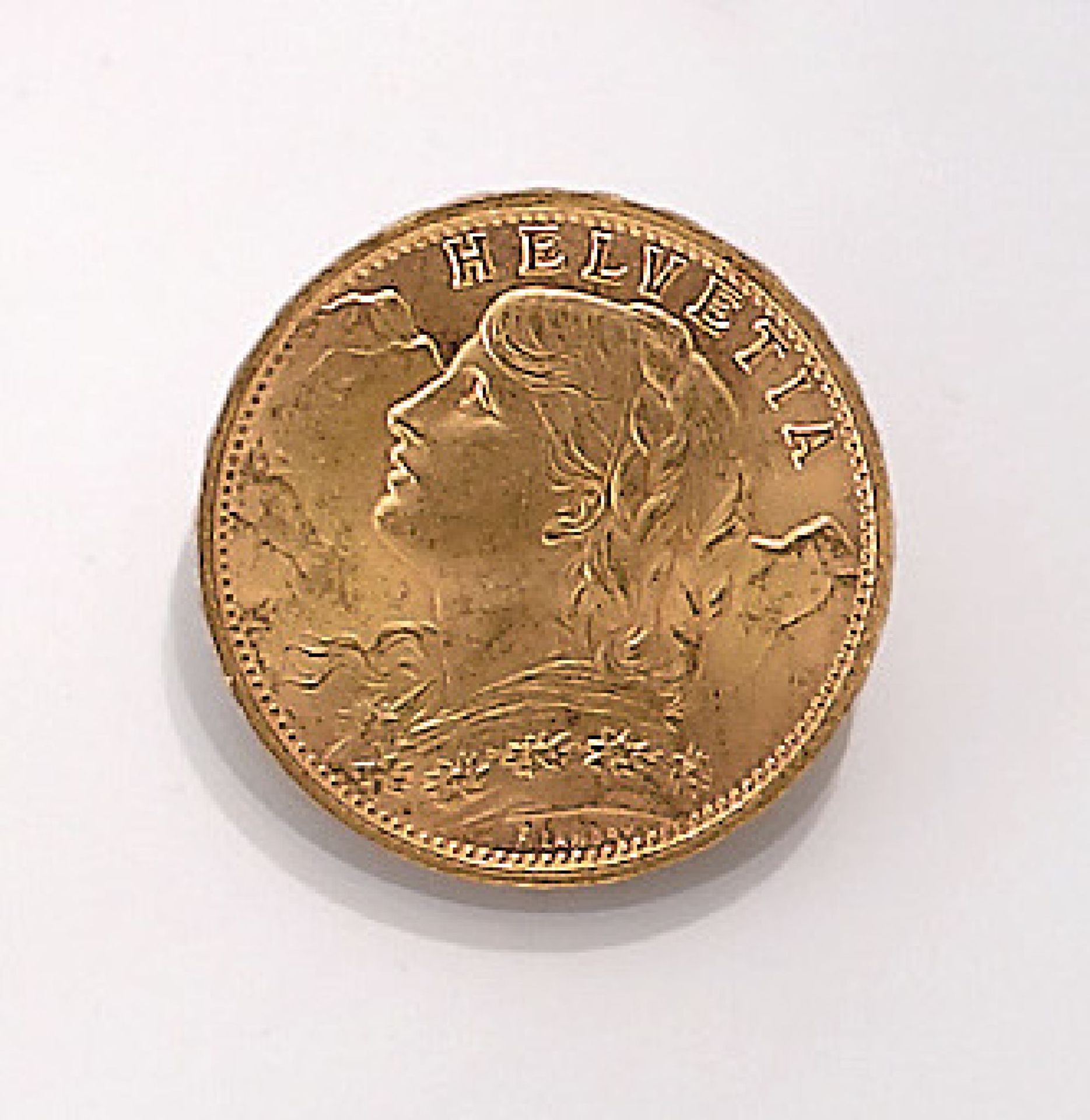 Gold coin, 20 Swiss Francs 1947, so-called Vreneli, HelvetiaGoldmünze, 20 Schweizer Franken 1947 ,