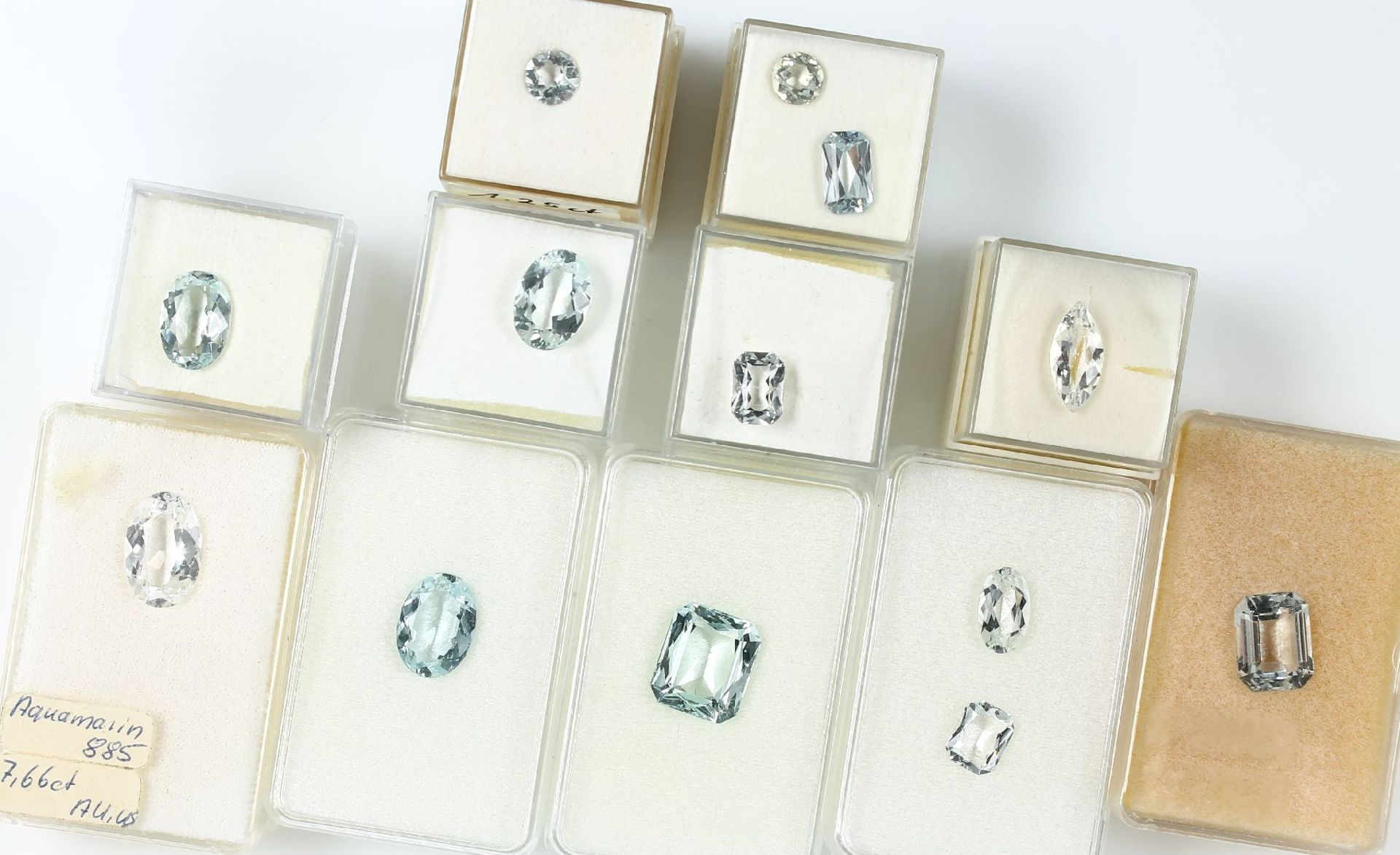 Lot 12 loose aquamarines total approx. 49 ct, different shapes, sizes and colours Valuation Price: