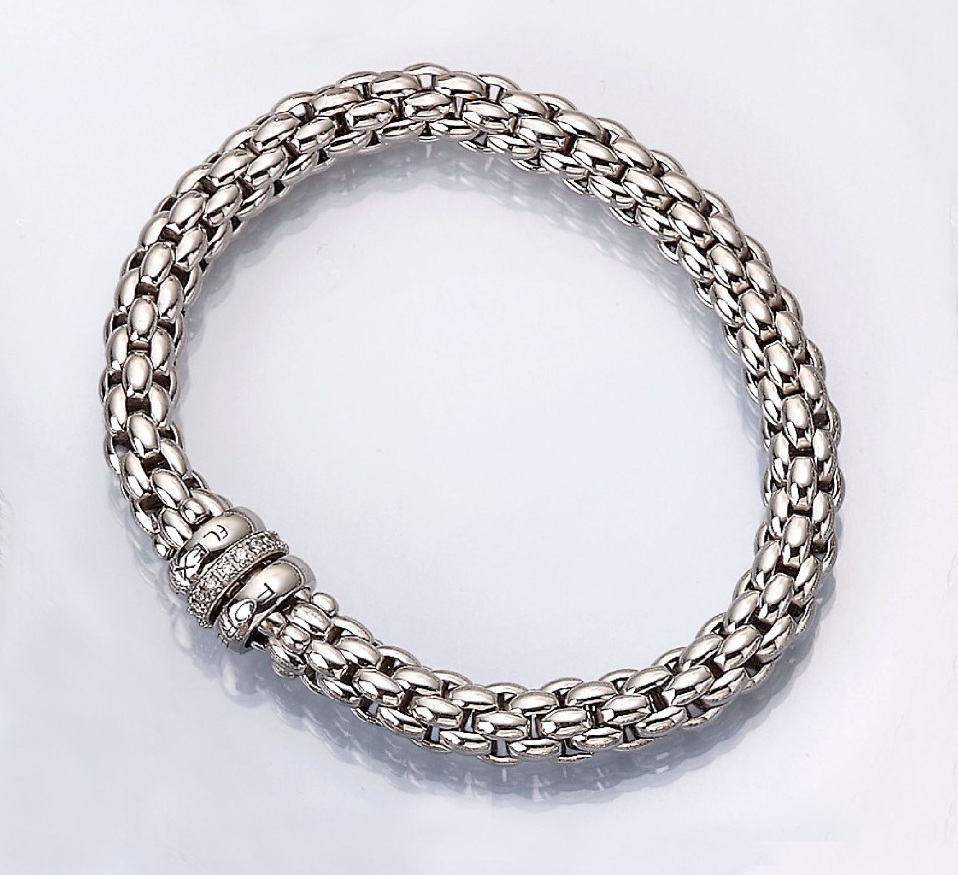 18 kt gold FOPE bracelet, "Flex.It" with diamonds , WG 750/000, elastic braid, 3 rings 2 x with FOPE - Bild 2 aus 2