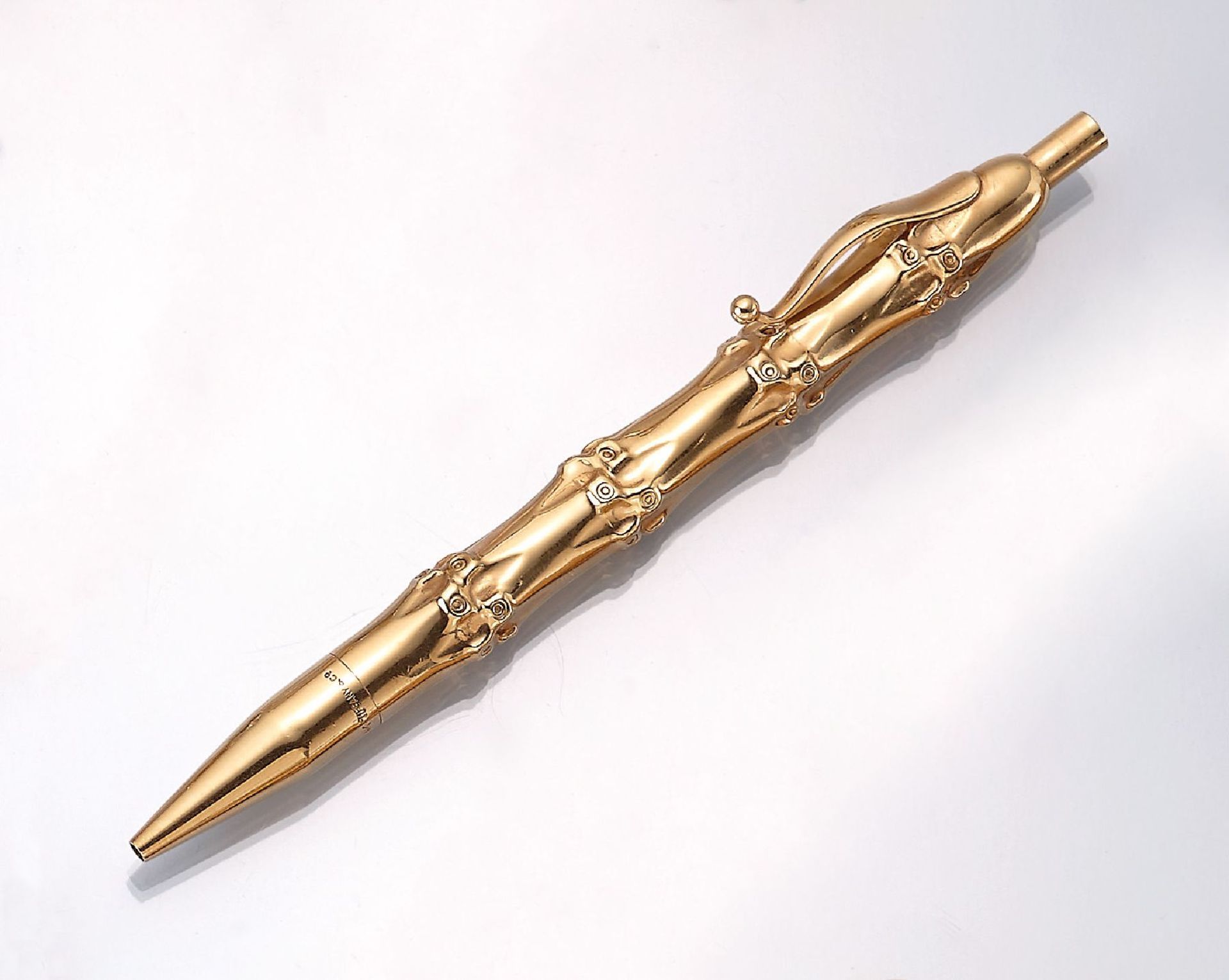 14 kt gold TIFFANY & CO ballpen , YG 585/000, floral decorated, lead should be renewed, signed,