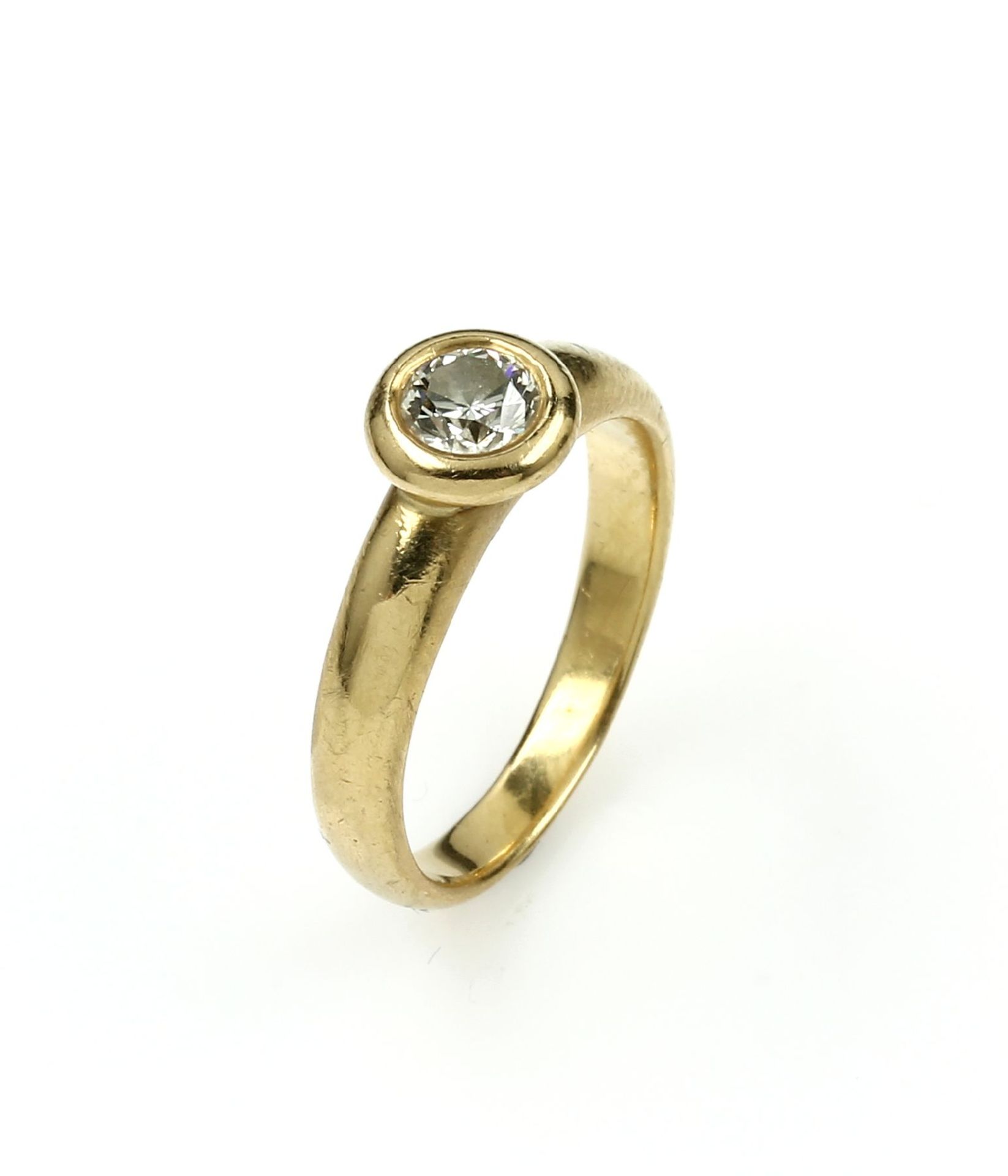 18 kt gold CHRIST solitaire ring with brilliant , YG 750/000, brilliant approx. 0.40 ct Wesselton/