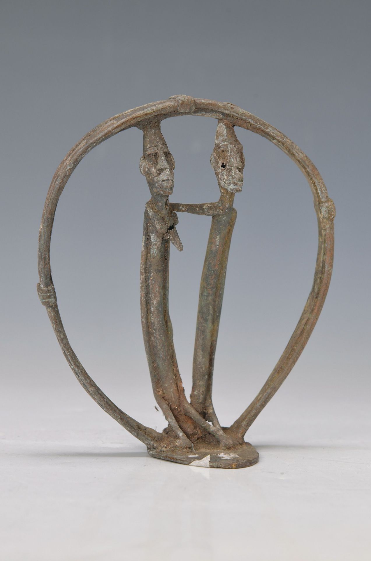 couple of ancestors, Dogon, approx. 50 years old, Man and woman in oval, probably representing a
