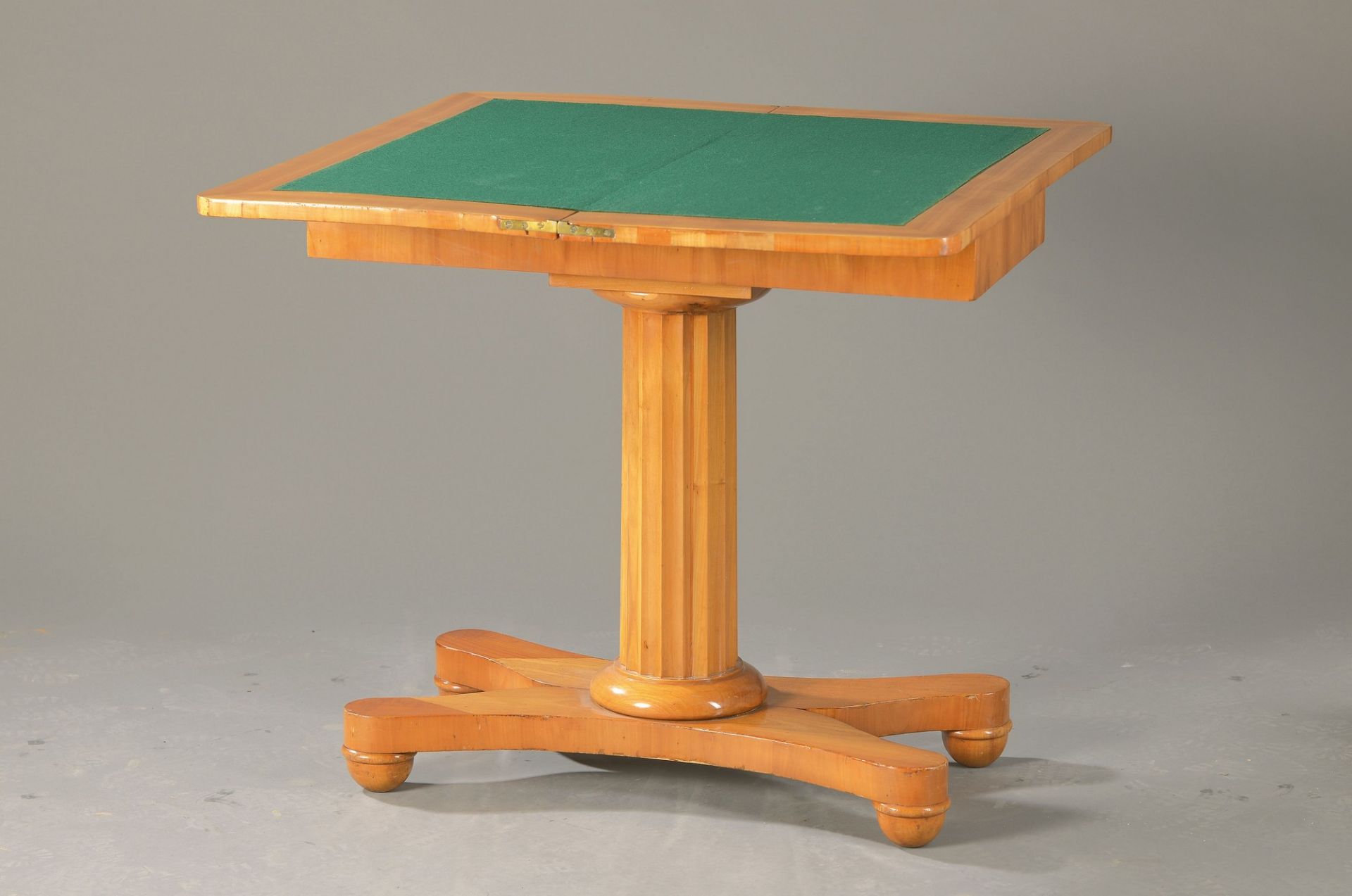 console table/gambling table, Biedermeier around 1820, cherry tree massive and veneered,column