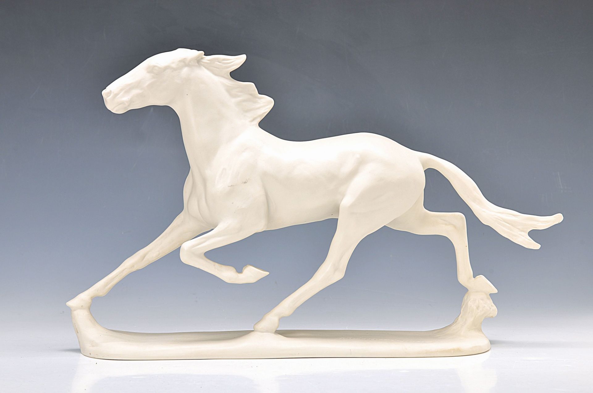 horse sculpture, Rosenthal, after 1957, Traber Hannibal, biscuit porcelain, signed Ah.v.Hinrich
