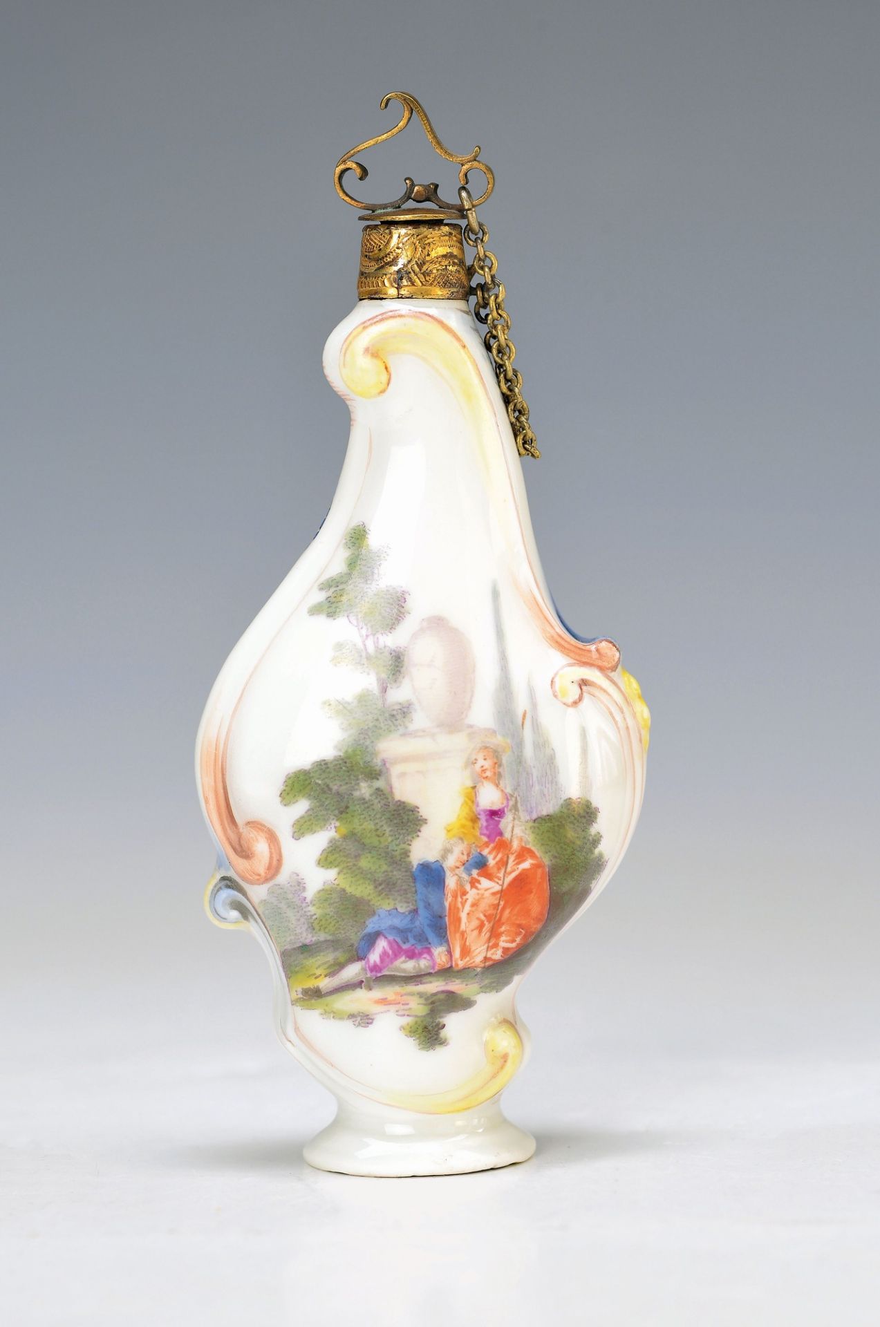 perfume bottle, Meissen, around 1730-35, Modelof JJ. Kaendler, porcelain with orig. gilt mounting,