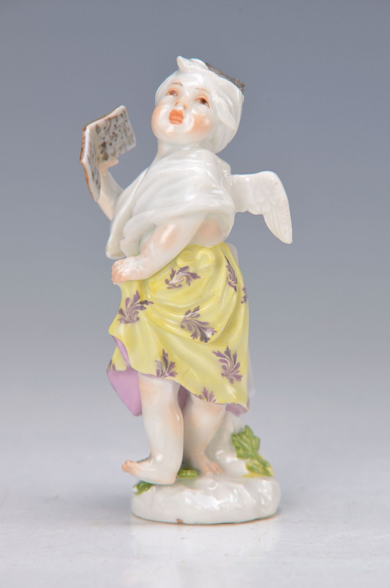 figurine, Meissen, around 1755-60, Model of J.J. Kaendler, disguised cupid as singer, rest., fine