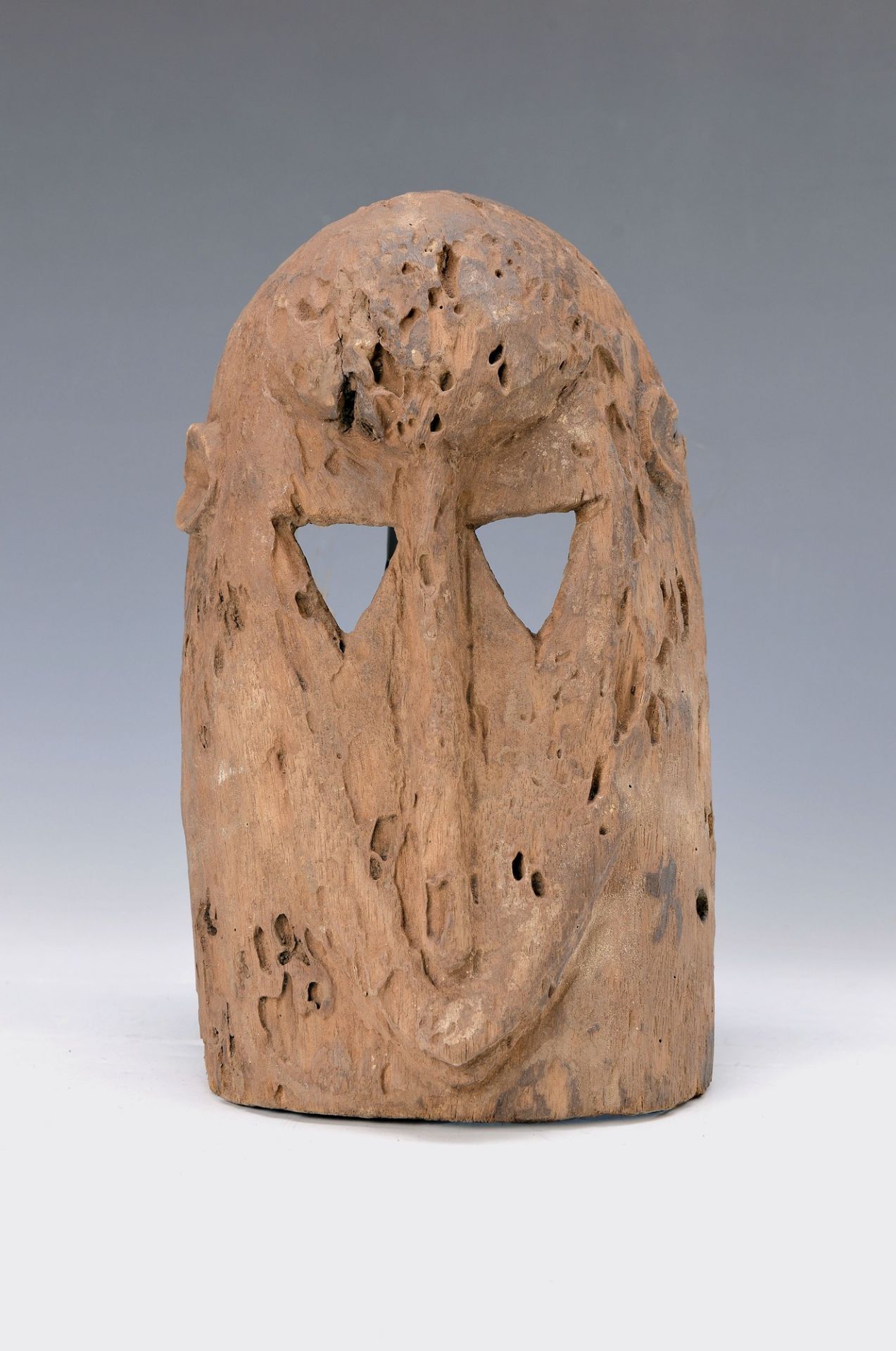 Mask of the Dogon, Mali, approx. 80-100 years old, carved wood, small indicated ears, stronginsect