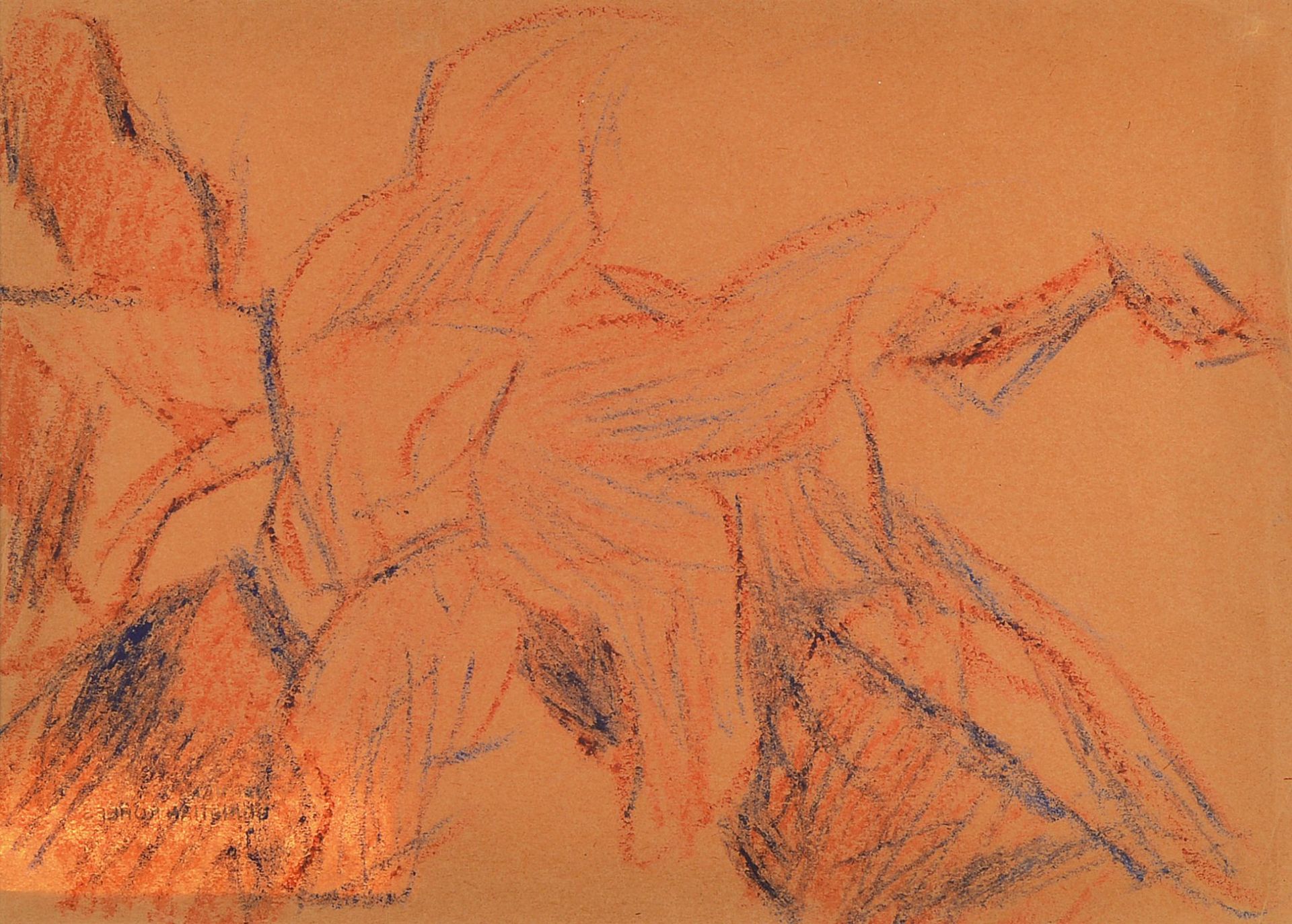 Christian Rohlfs, 1849 - 1938, crayon on brownish paper, sheet size 25 x 35 cm, on the reverse on