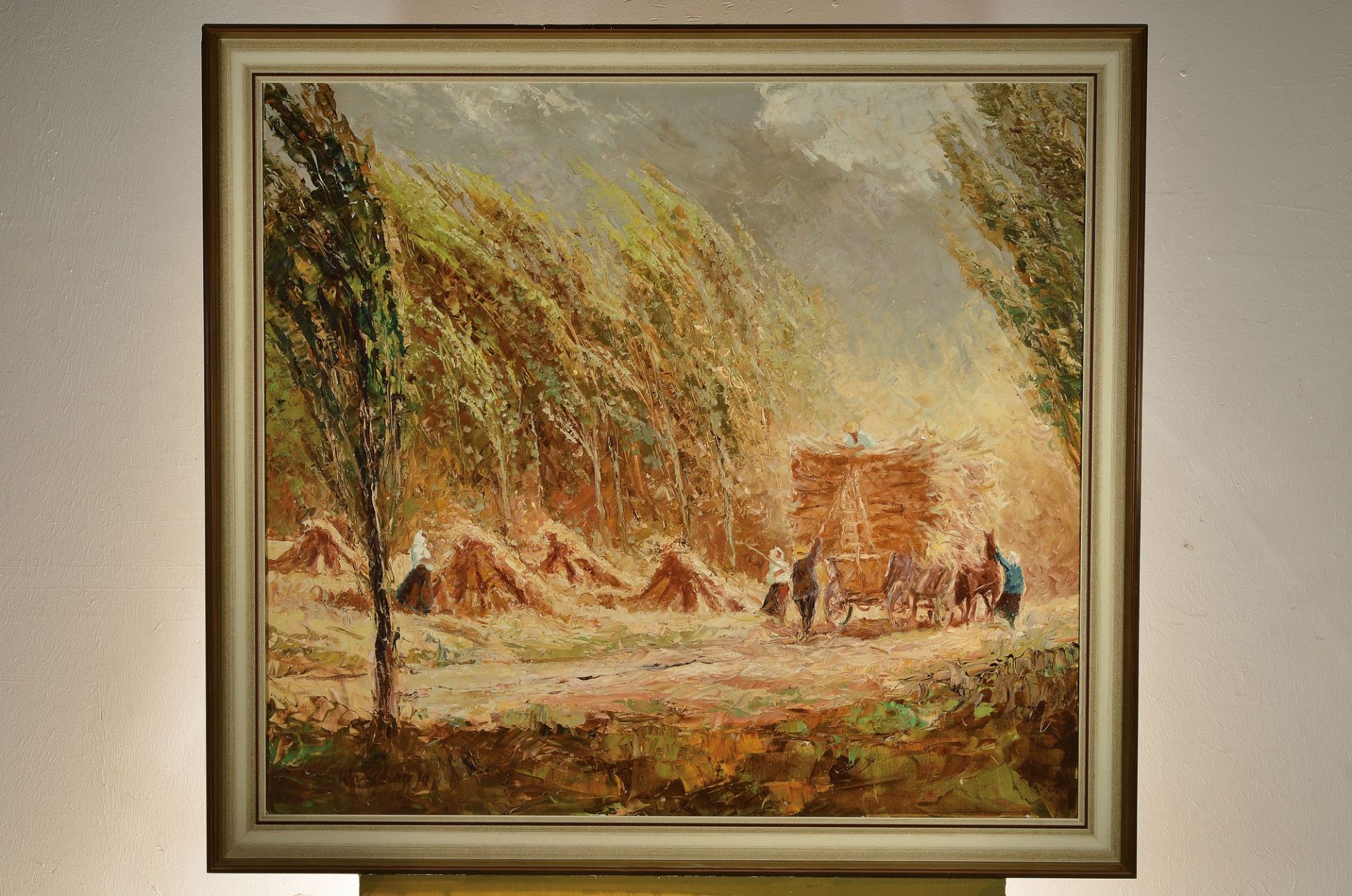 Helmut Wanschap, 1911 Berlin-1987 Kusel, Harvest scene, oil / canvas, signed lower leftand dat. - Bild 3 aus 3