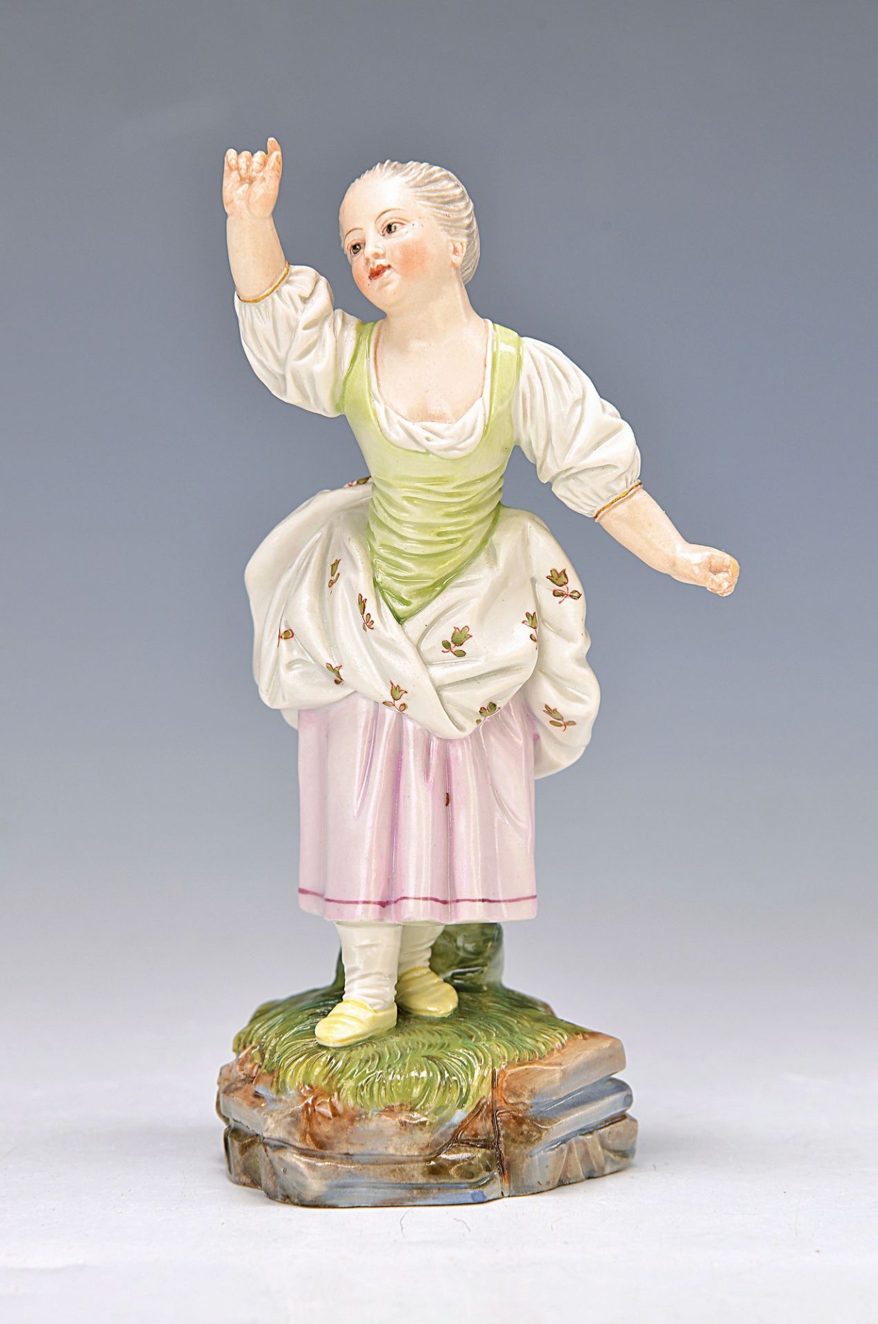 figurine, Höchst, 18. th c., representation ofa female peasant, polychrome painted, H.approx.