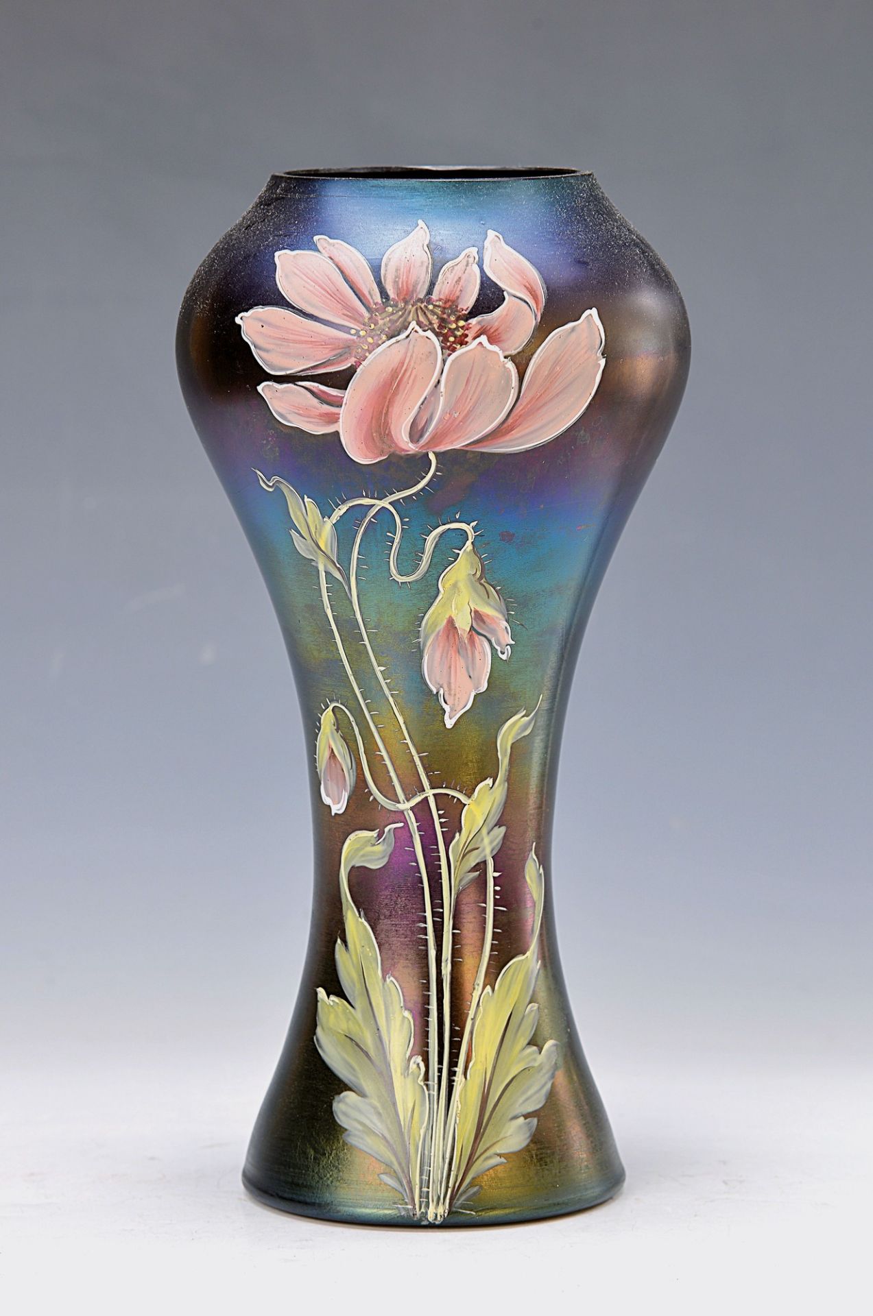 vase, Carl Schmoll of Eisenwerth (design of shape and decor), around 1900, colorless glass, red