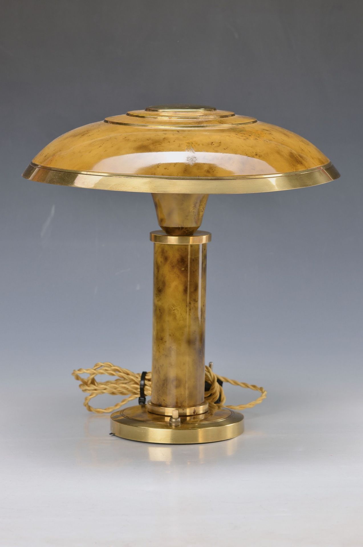 table lamp, Georges Halais, around 1940, brass, yellow-brown China varnish, electric renewed, not
