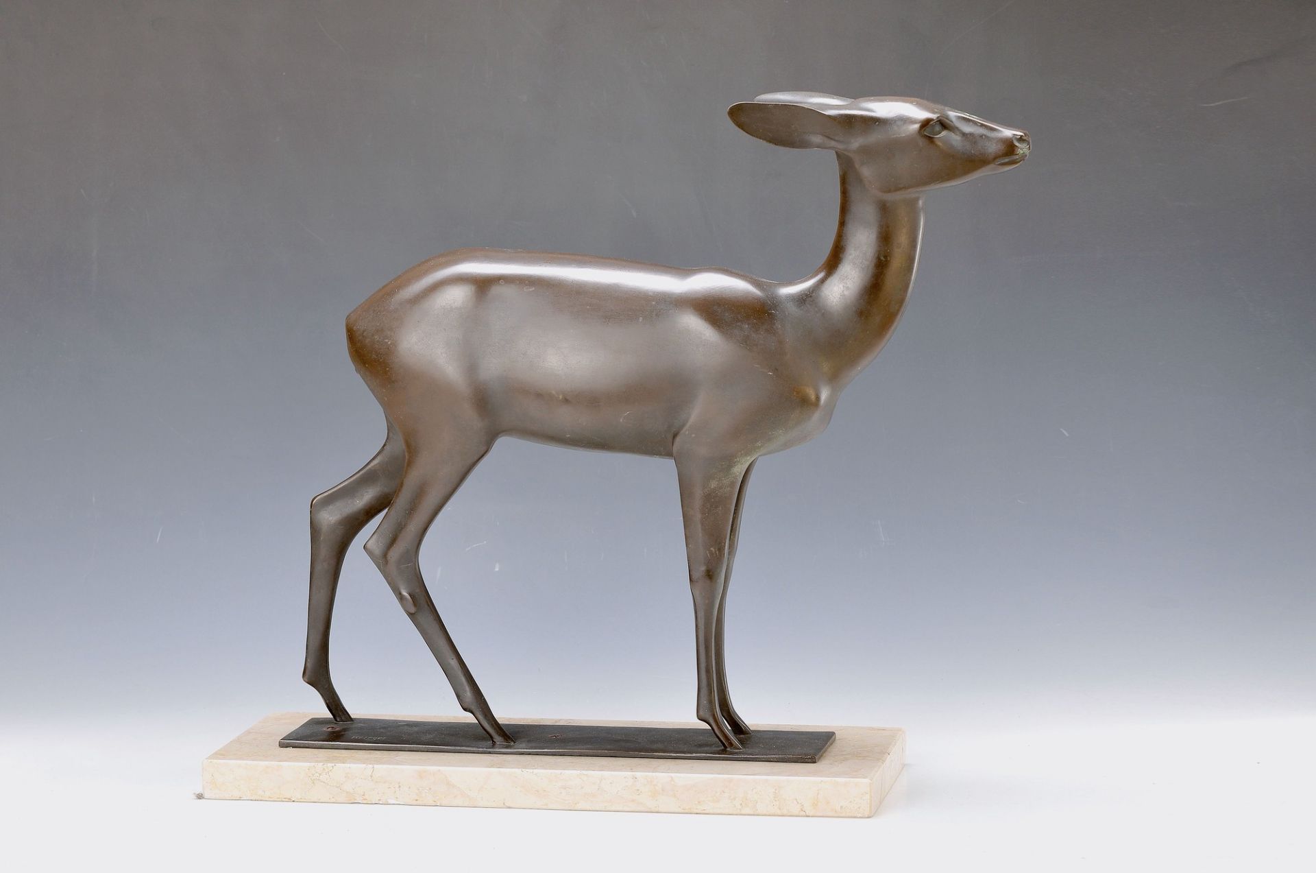 Wilhelm Krieger, 1877 Noderney - Röhrmoos 1945, deer, design and molding probably around 1920,