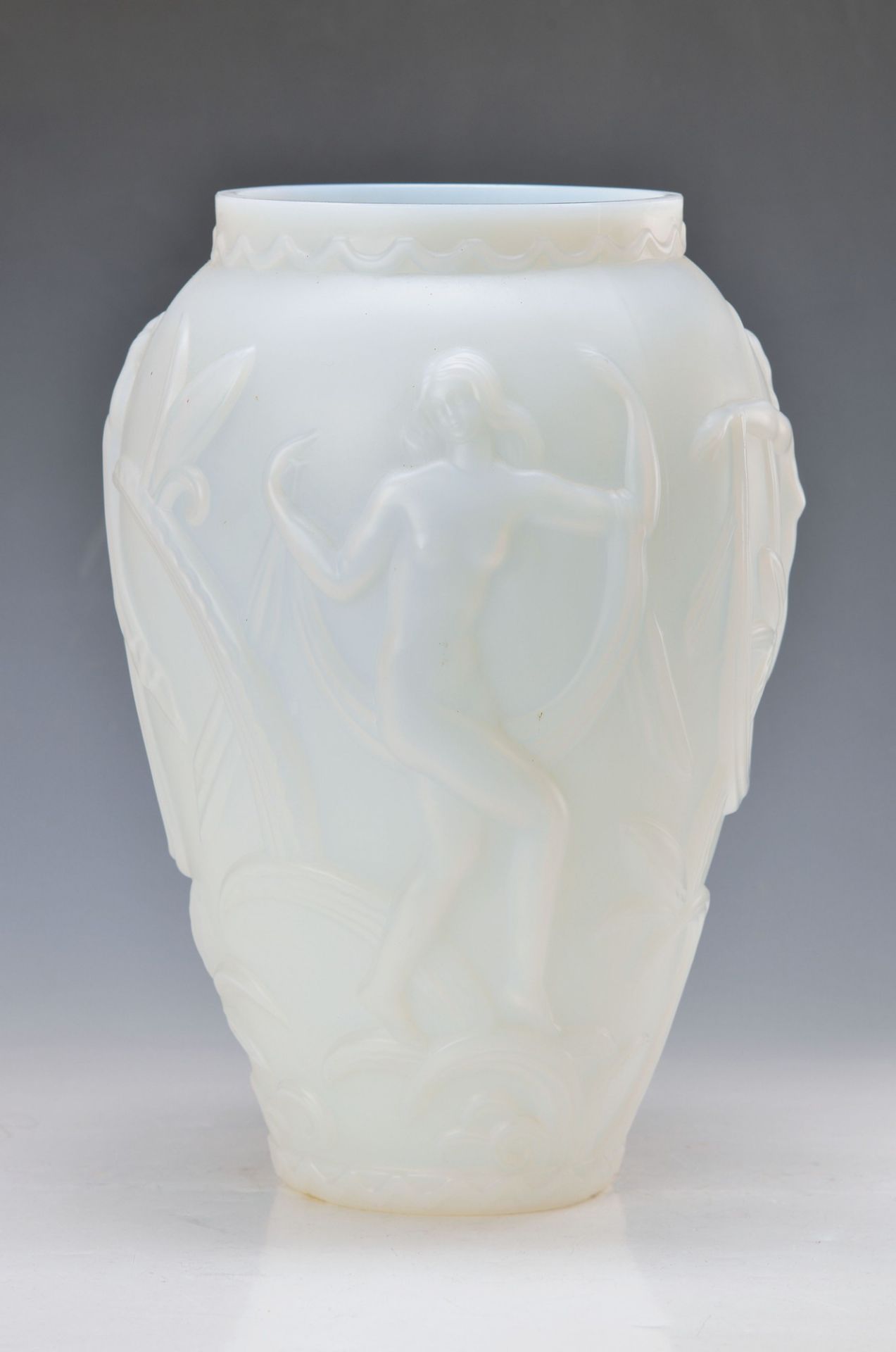 vase, Paris, around 1900, Opalin, blown into the mold, so-called pressed glass, fine translucent