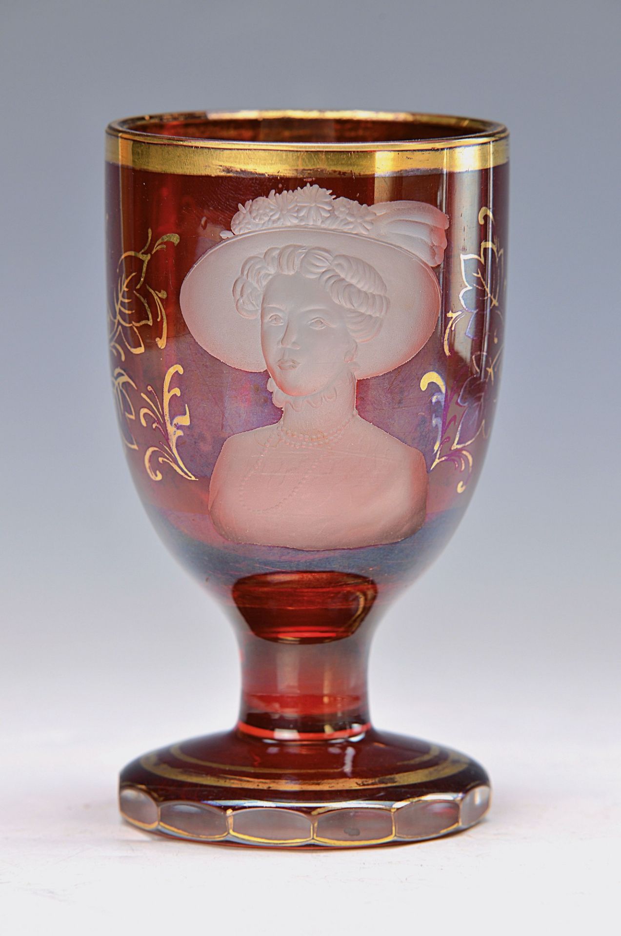 decoration glass, German, around 1915, representation of Viktoria Luise of Prussia on her visit in