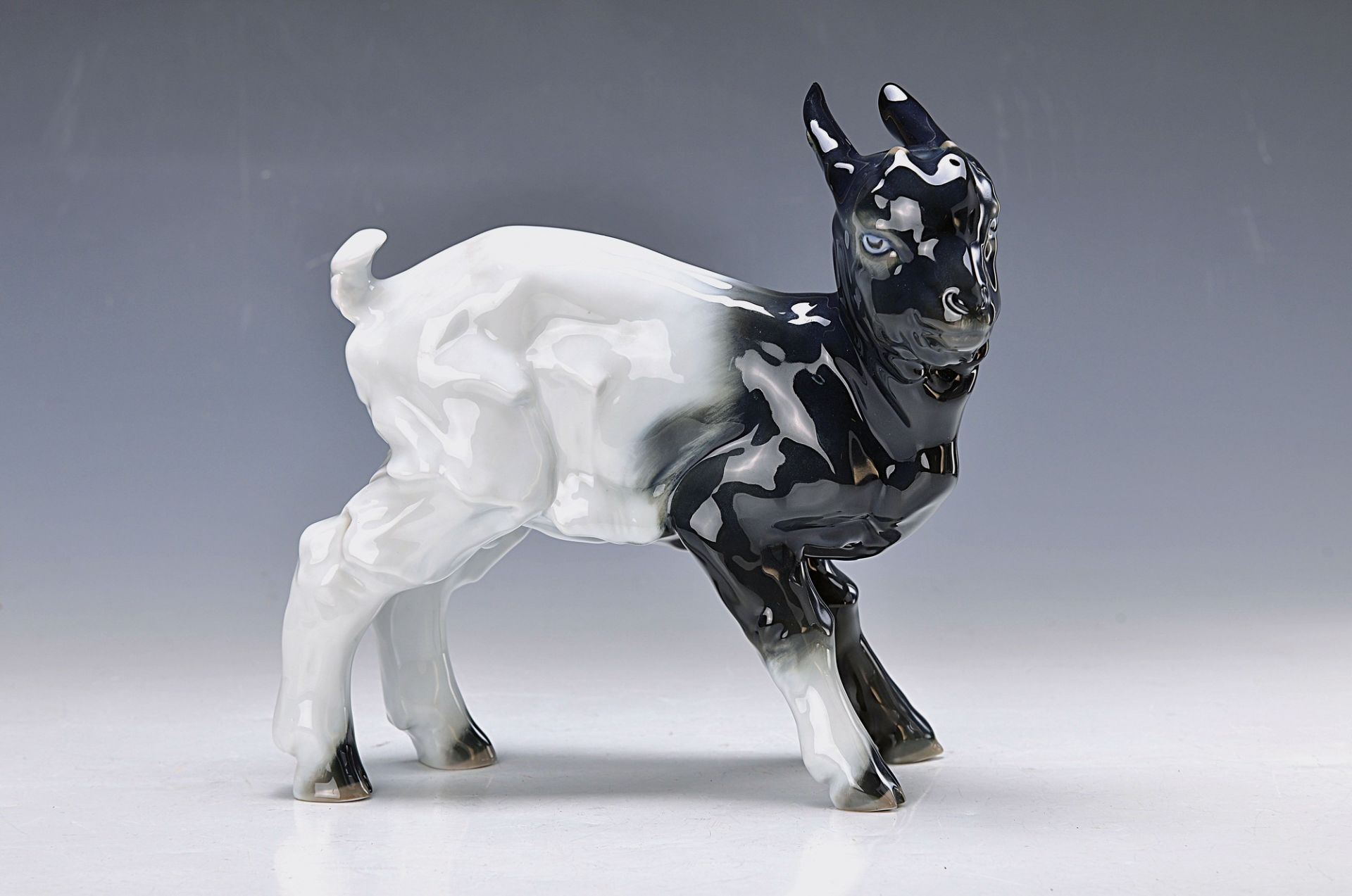 two figurines, Rosenthal, molding 1930s, standing goatling, designed by Willy Zügel, Art Nouveau