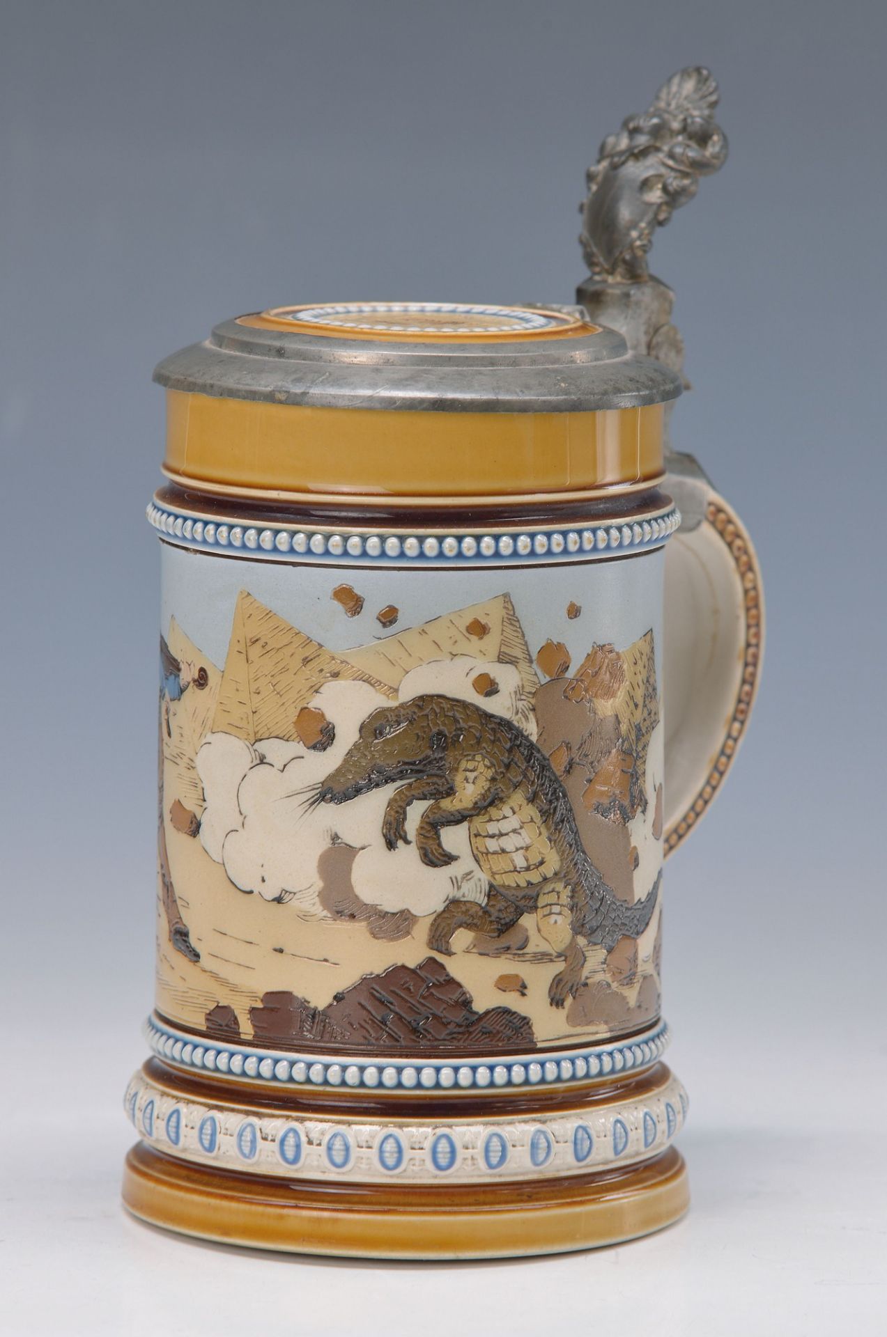 stein, Villeroy & Boch Mettlach, 1898, earthenware, scribed and painted in bright colors,