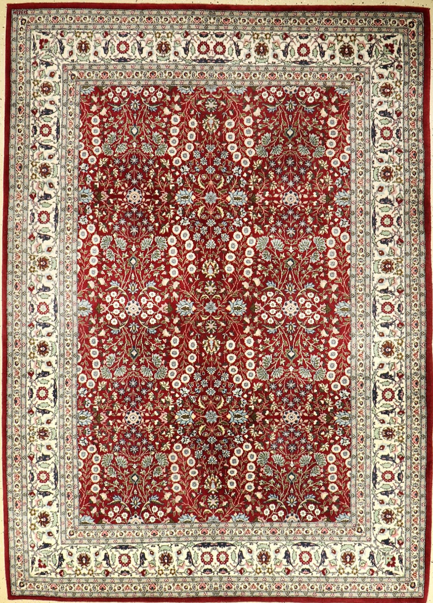 Hereke Wool Rug Signed, Turkey, approx. 50 years, wool on cotton, approx. 240 x 173 cm, condition: