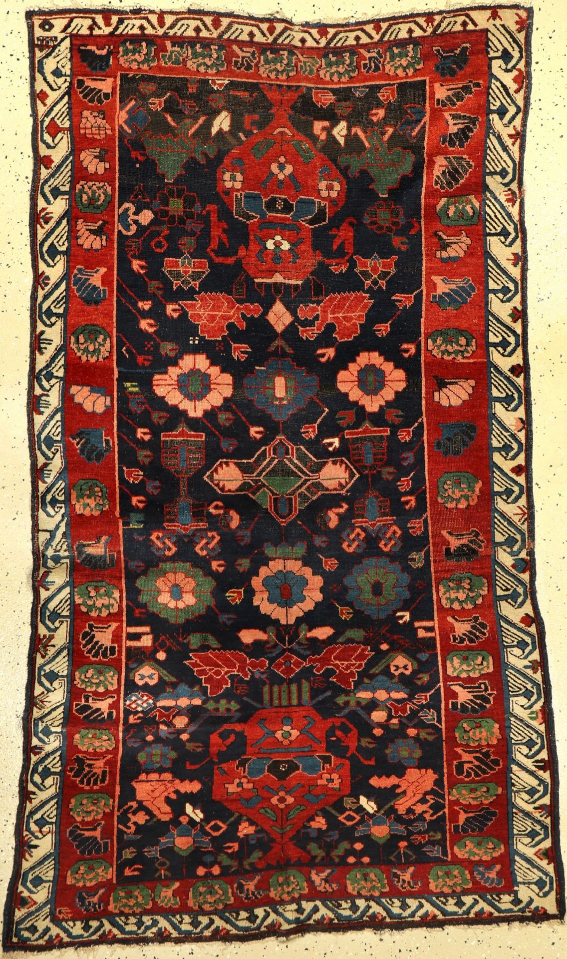 Alpan Kuba antique, East Caucasus, 19th century, wool knotted on wool, approx. 200 x 122 cm, very