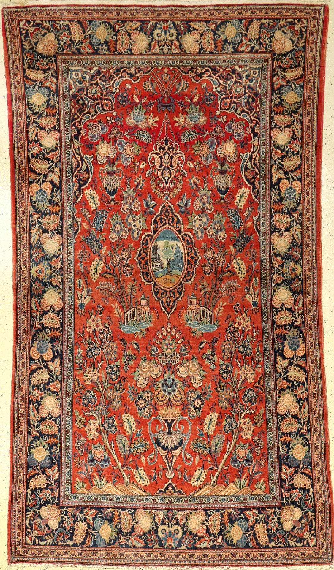 Kashan old, Persia, around 1940, wool, approx.228 x 127 cm, condition: 3. Auction: Antique, old