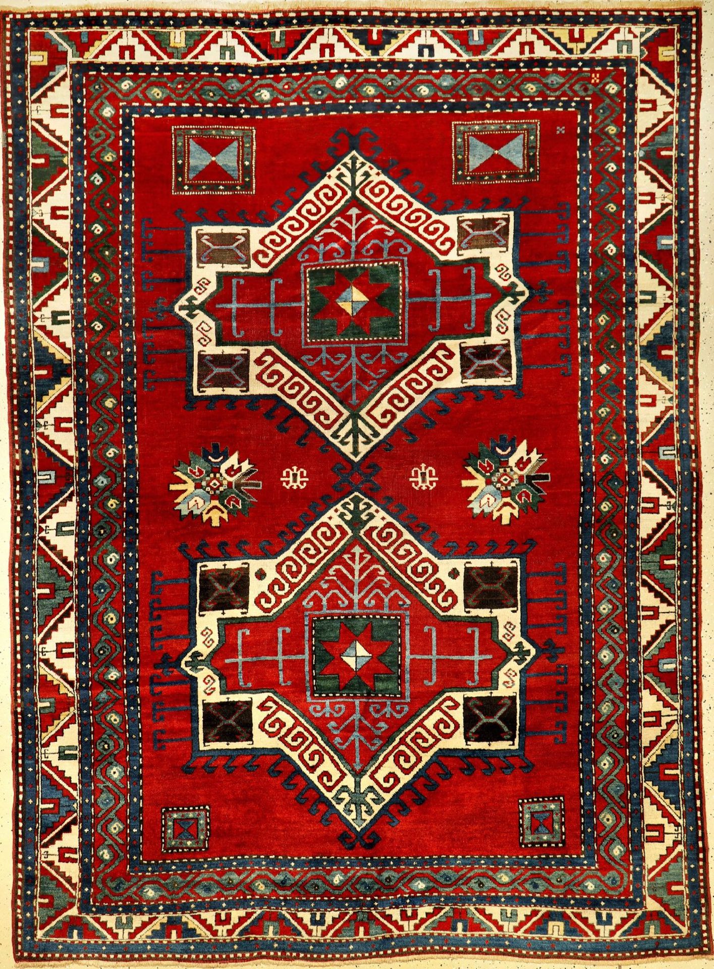 Fachralo Kazak antique, Southwest Caucasus, late 19th century, wool on wool, approx. 260 x190 cm,