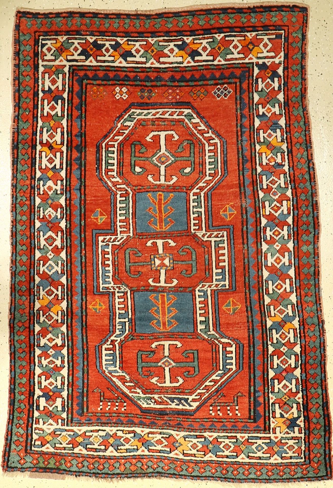 Antique Kazak, Caucasus, around 1900, wool on wool, approx. 195 x 128 cm, condition: 2-3. Auction:
