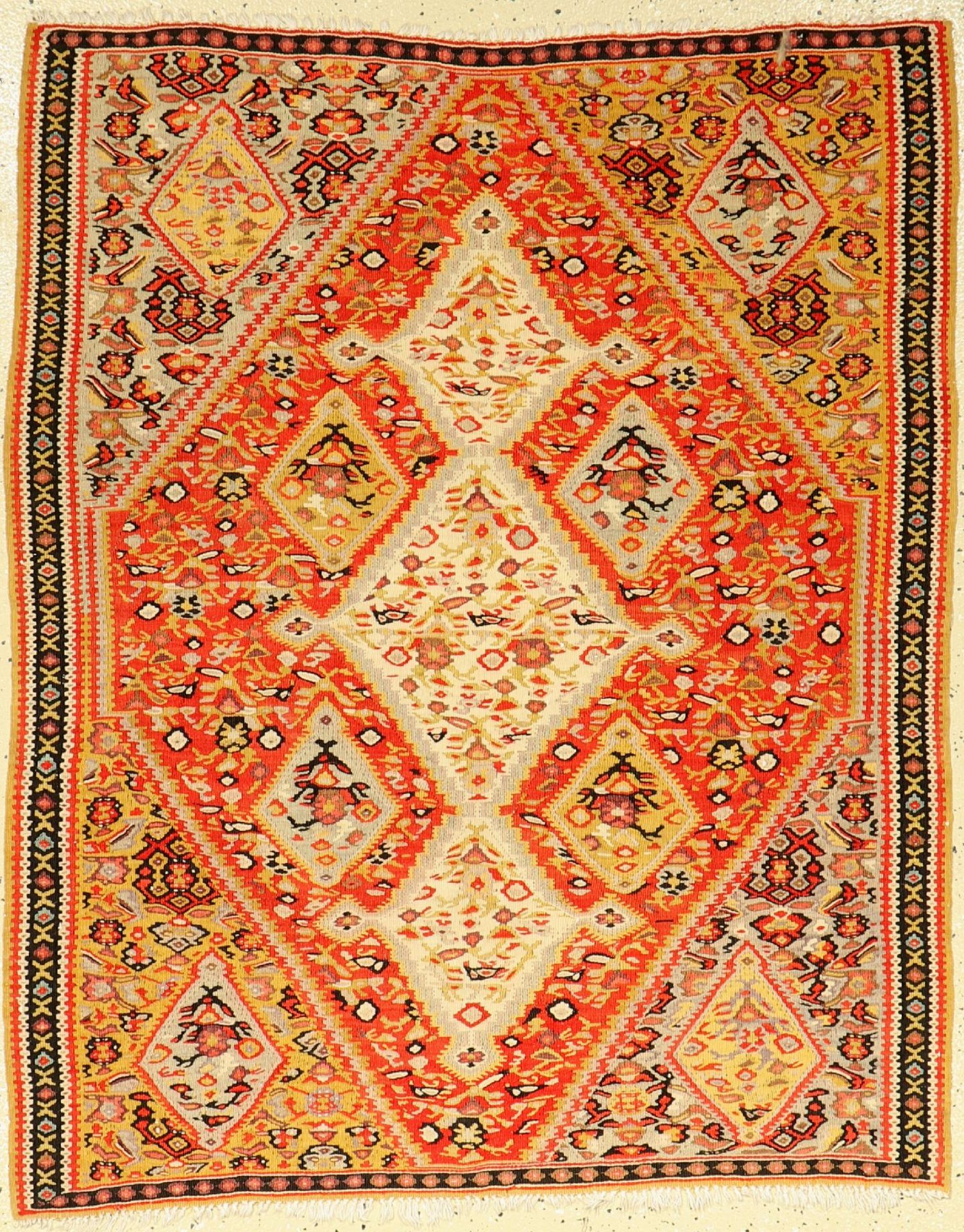 Senneh Kilim old, Persia, around 1920, wool oncotton, approx. 122 x 100 cm, rare format,
