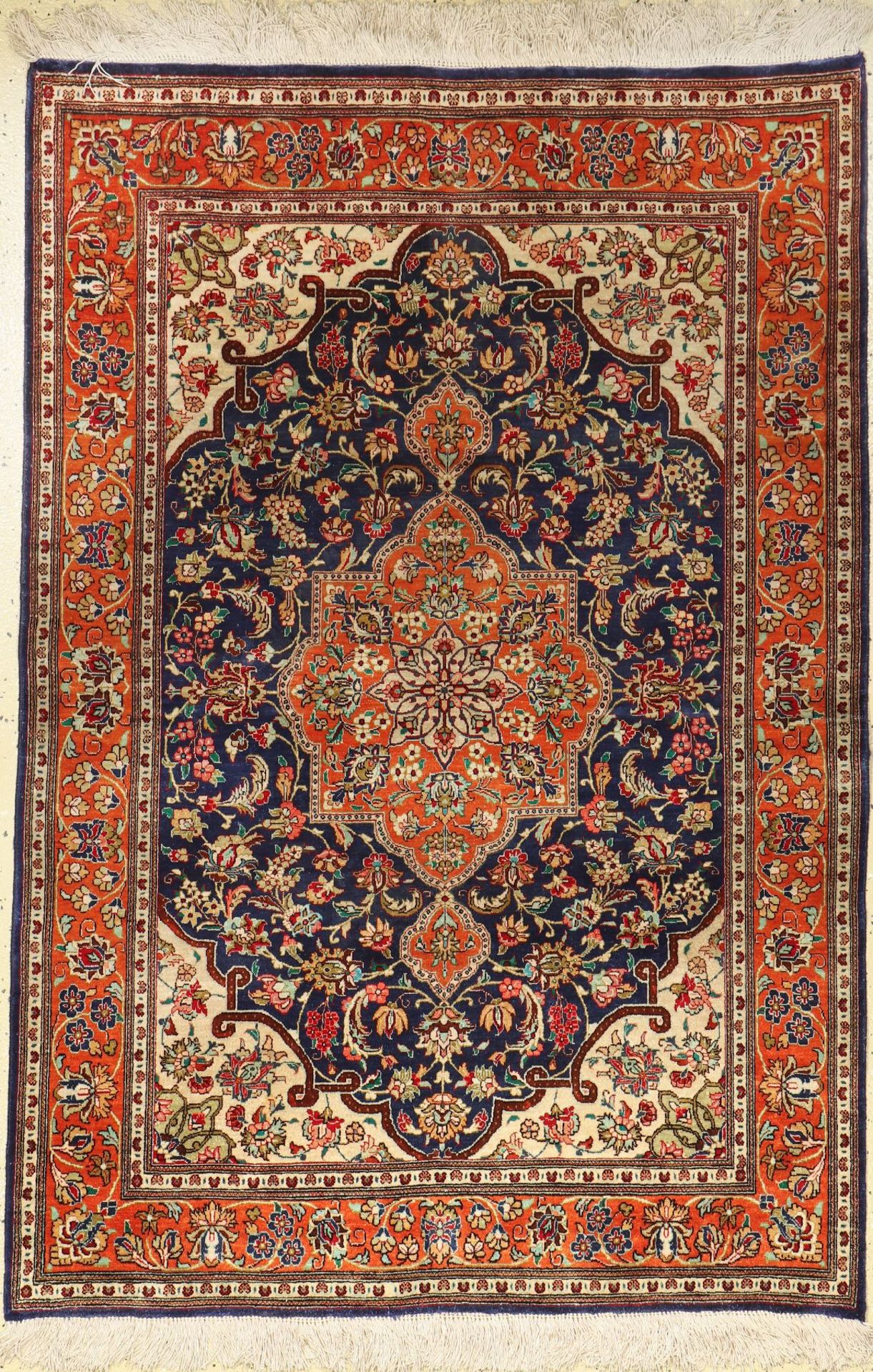 Silk Qum old, Persia, approx. 30 years, pure natural silk, approx. 147 x 101 cm, condition:3.
