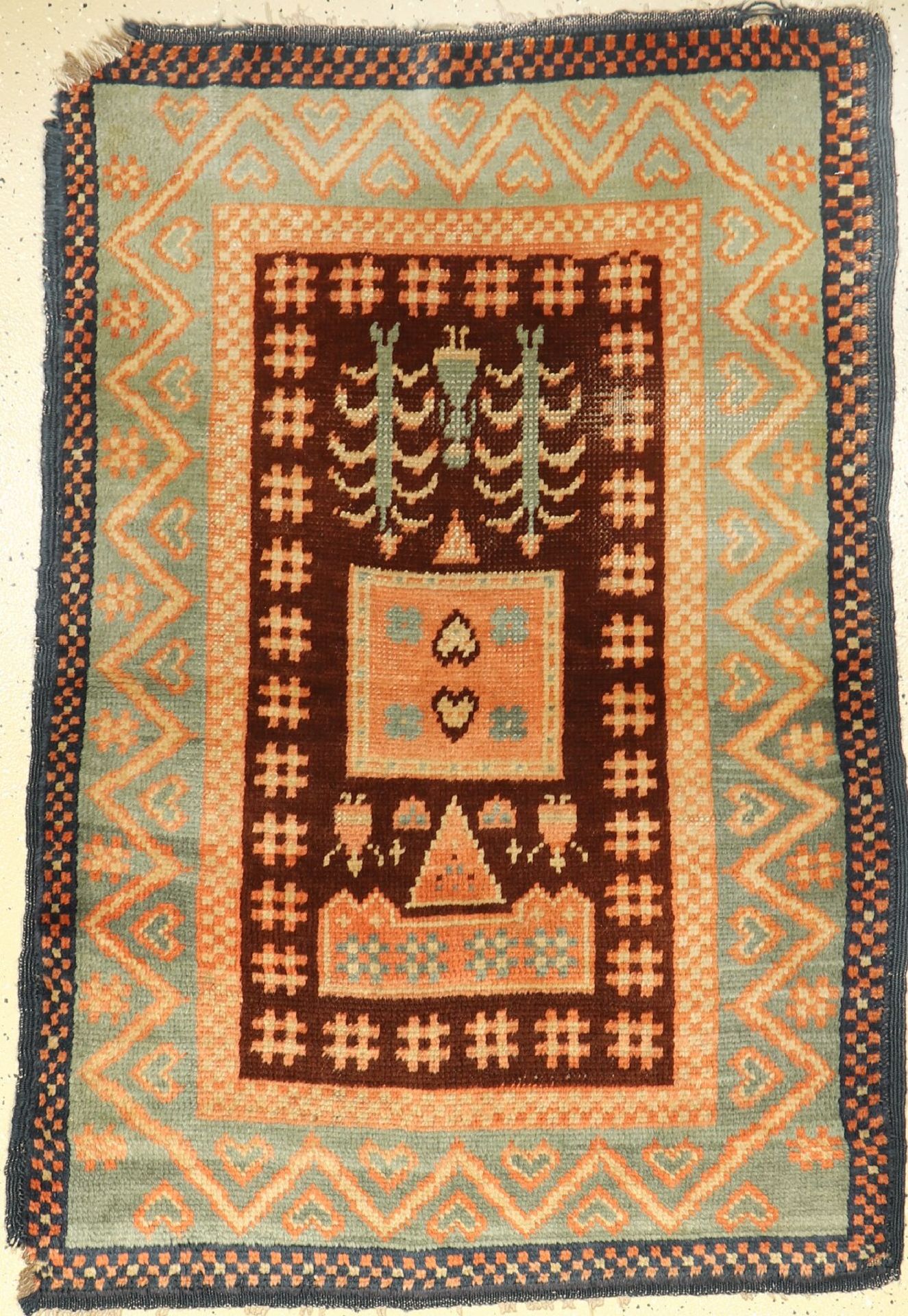 Rya old, Sweden, around 1920, wool on wool, approx. 140 x 96 cm, rare, condition: 3-4, damaged