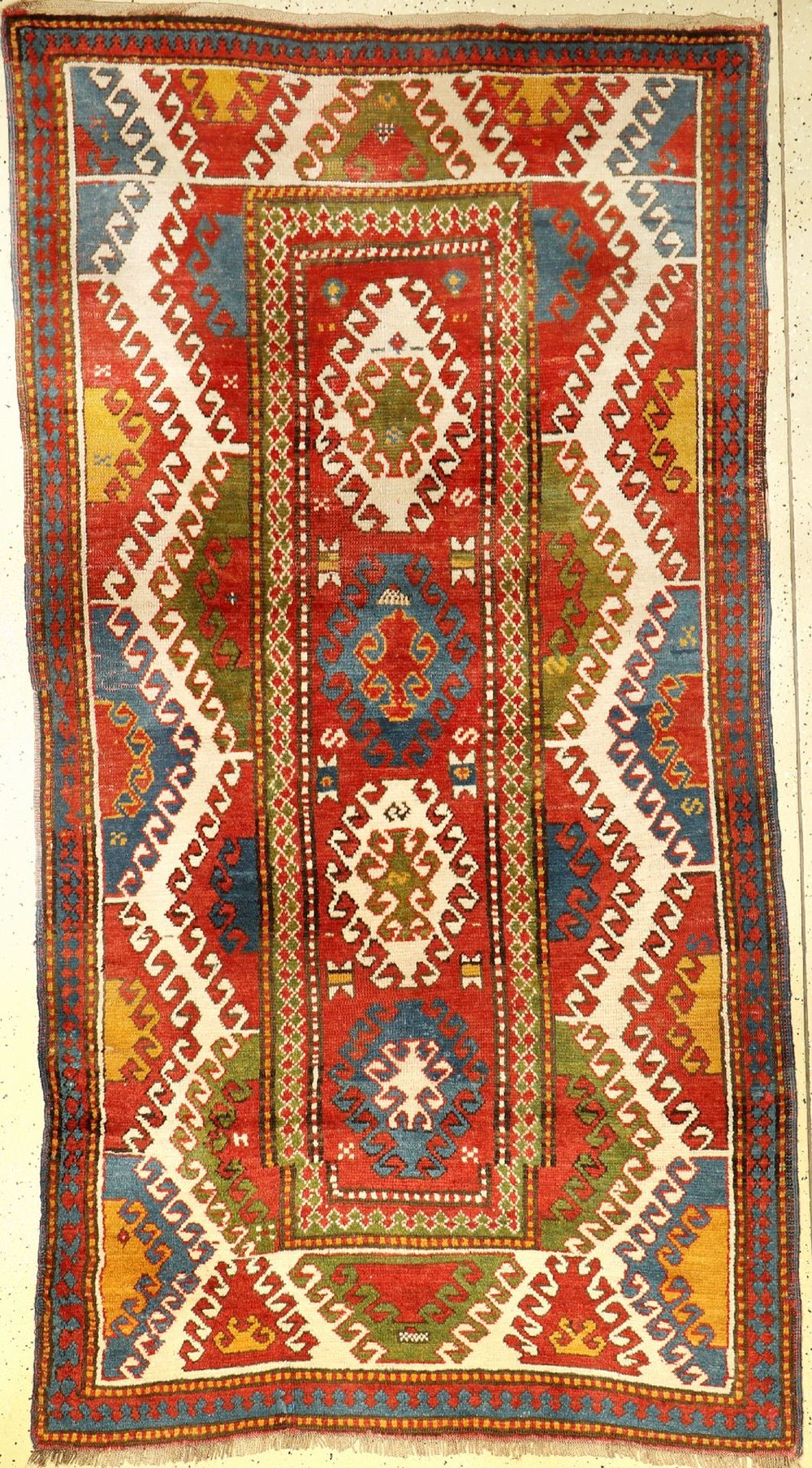 Bordjalou Kazak antique, Caucasus, around 1900, wool on wool, approx. 250 x 133 cm, collector's