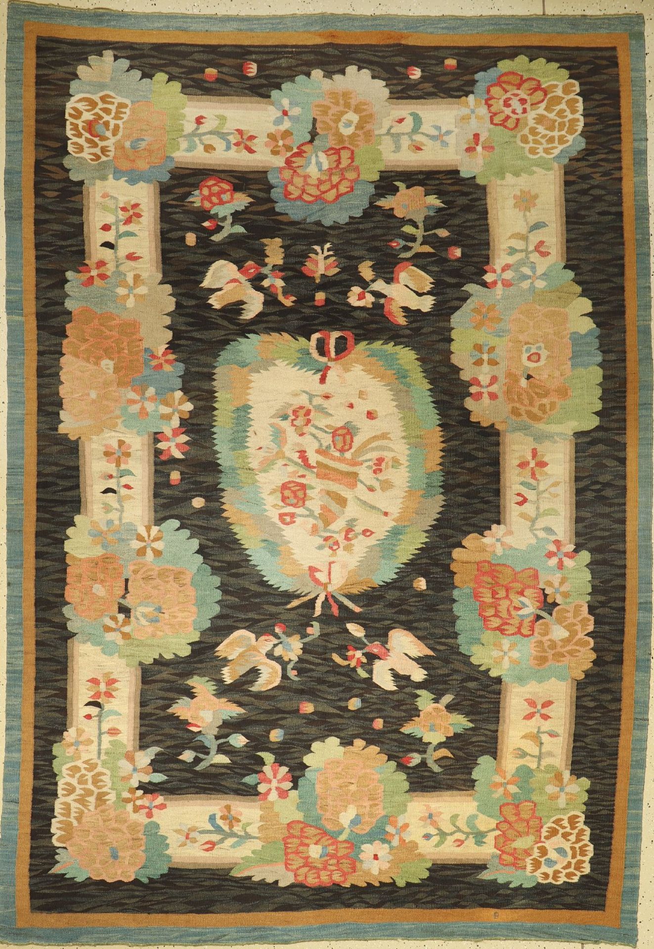 Bessarabia kilim antique, around 1900, wool onwool, approx. 292 x 203 cm, decorative, very rare,