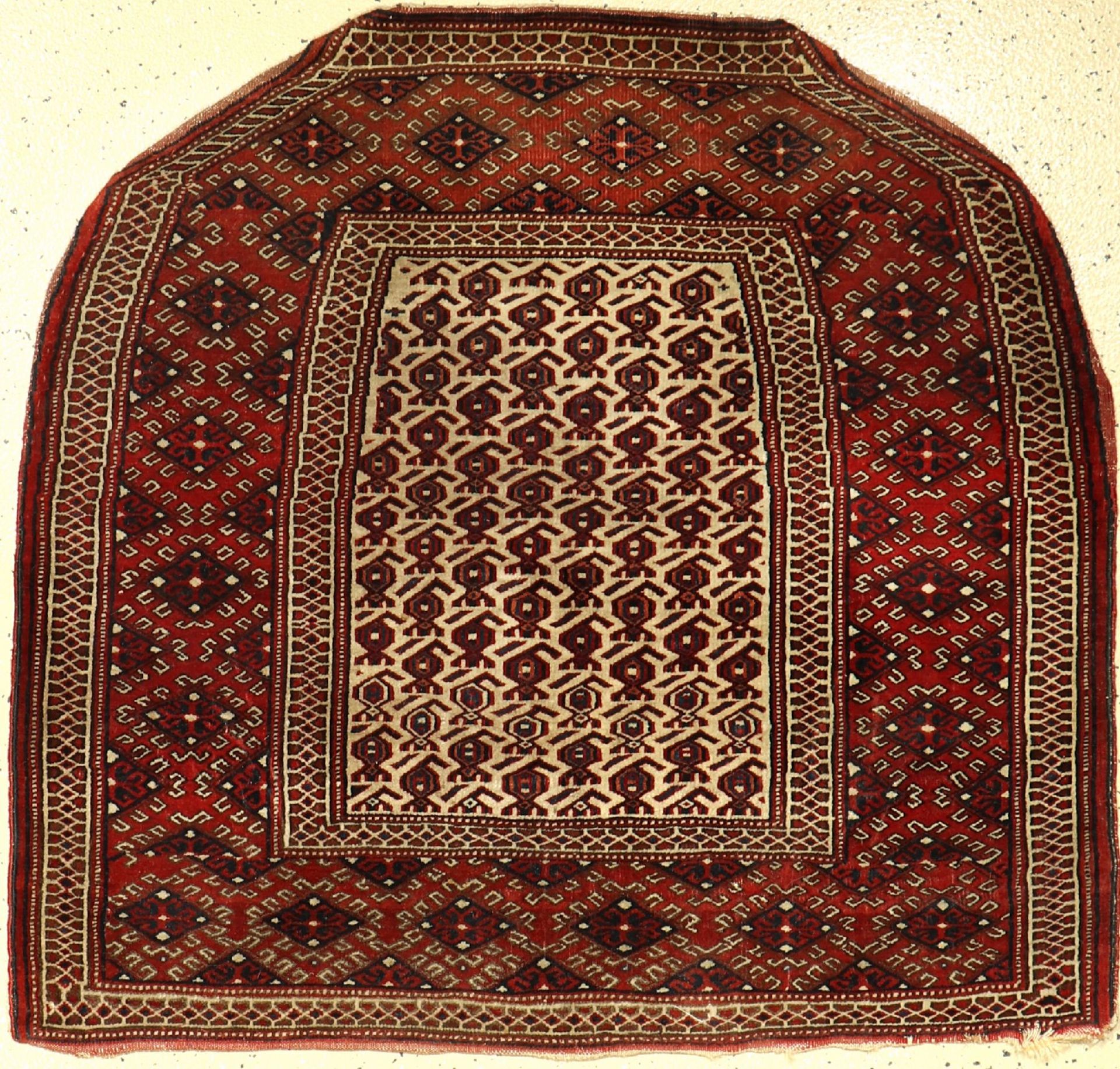 Göklan Salatchak "saddle", antique, Northeast Persia, around 1900, group of the Jomuden, wool on