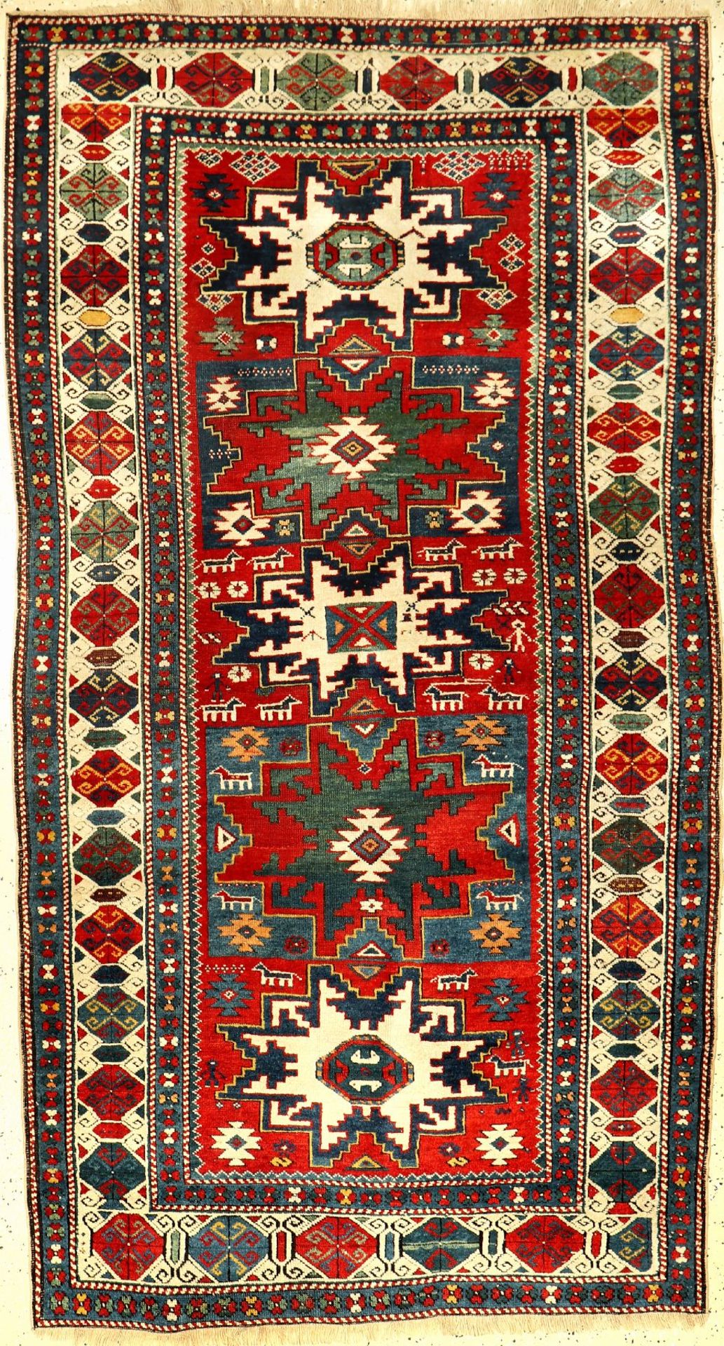 Kuba Shirvan antique, East Caucasus, 19th century, wool on wool, approx. 217 x 120 cm, rare,