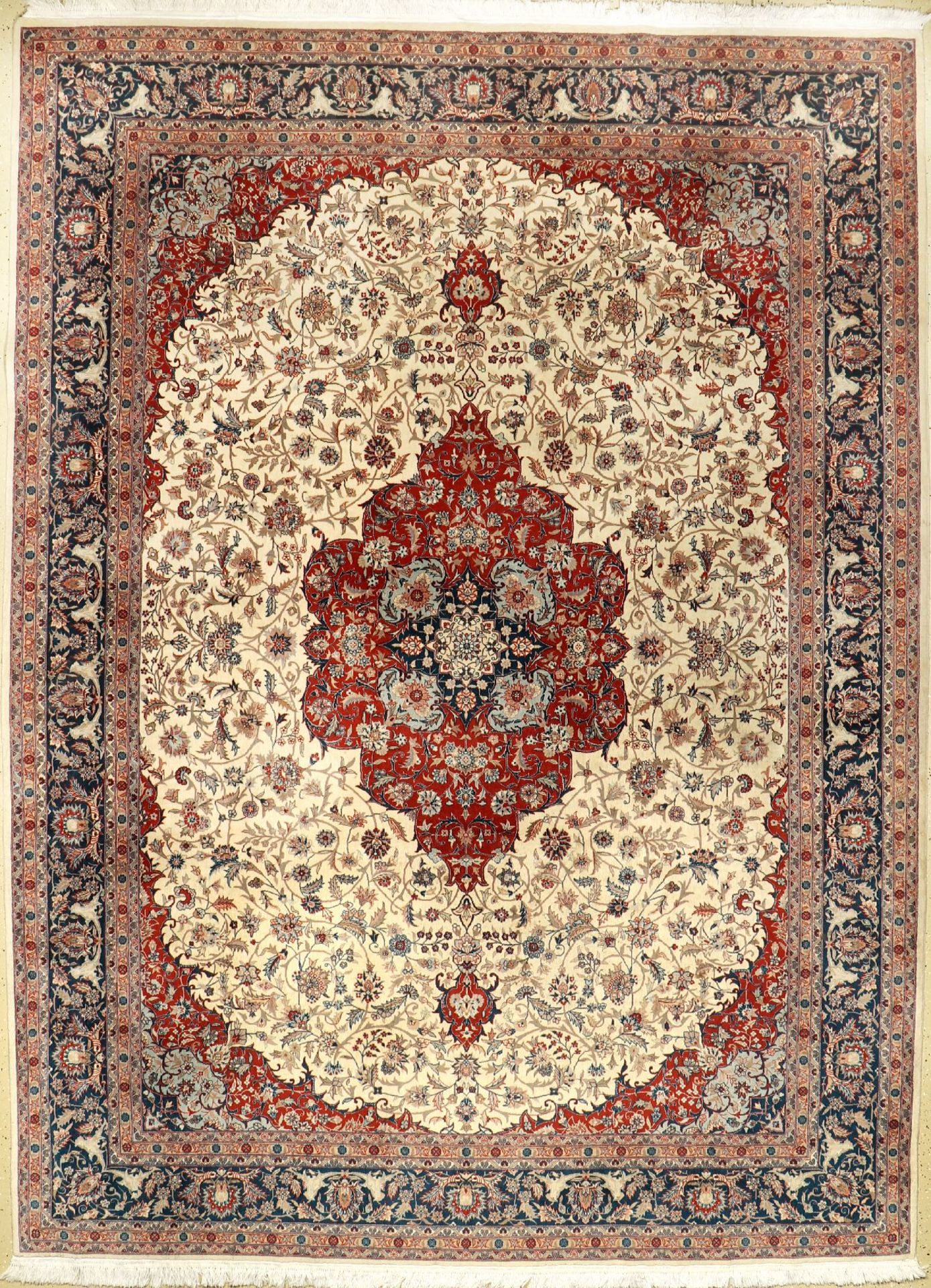 Isfahan fine, China, approx. 30 years, wool, approx. 334 x 250 cm, condition: 2-3, (needs acleaning,