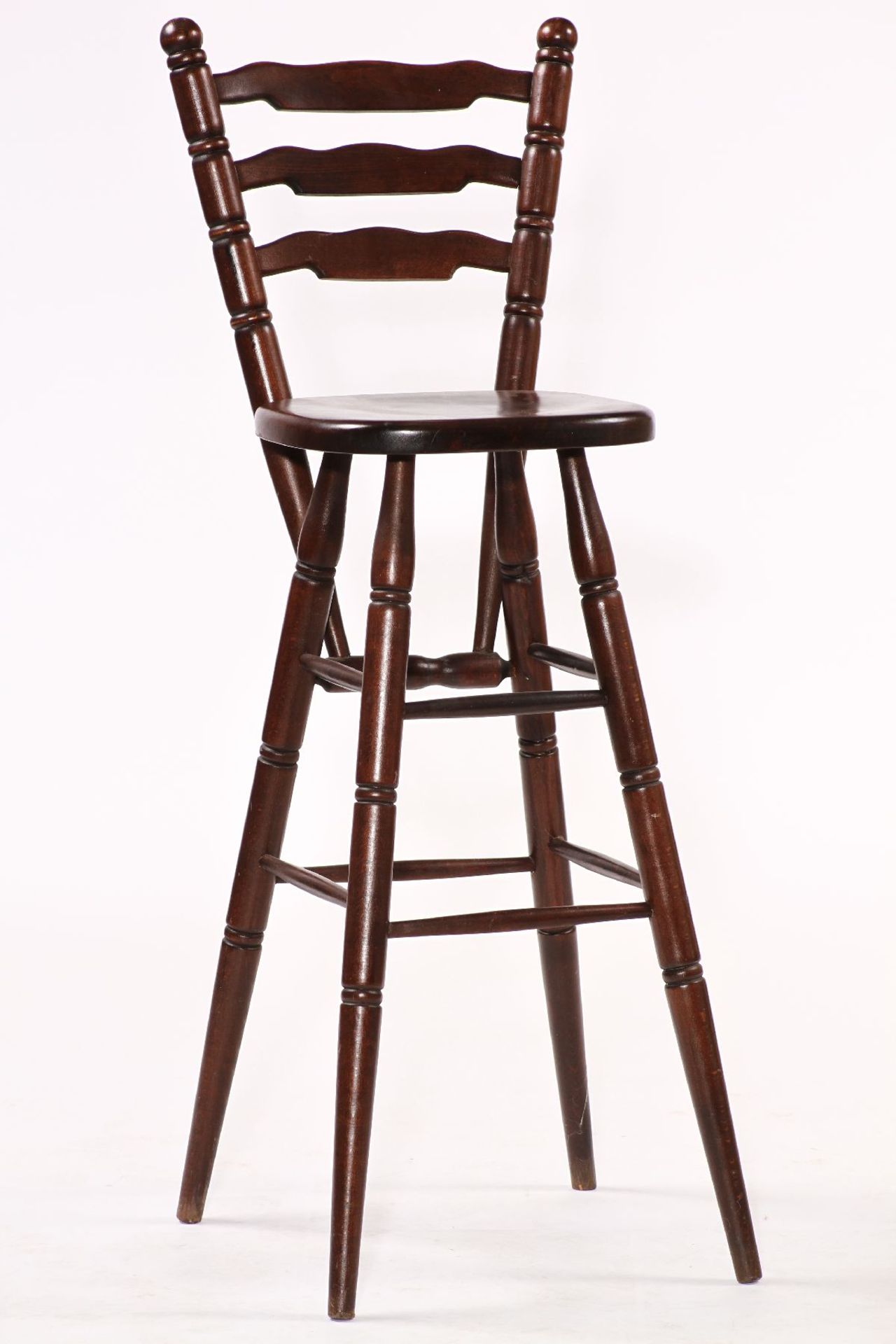 5 bar stools, solid wood, stained dark brown, stable workmanship, traces of use, each approx. - Bild 2 aus 2