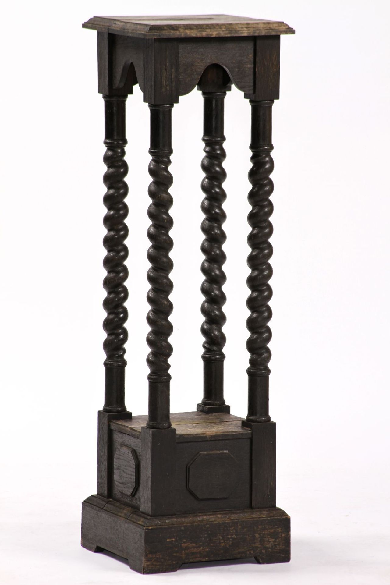 Flower column, German, around 1890, so-called Wilhelminian style, solid oak and partly veneered,