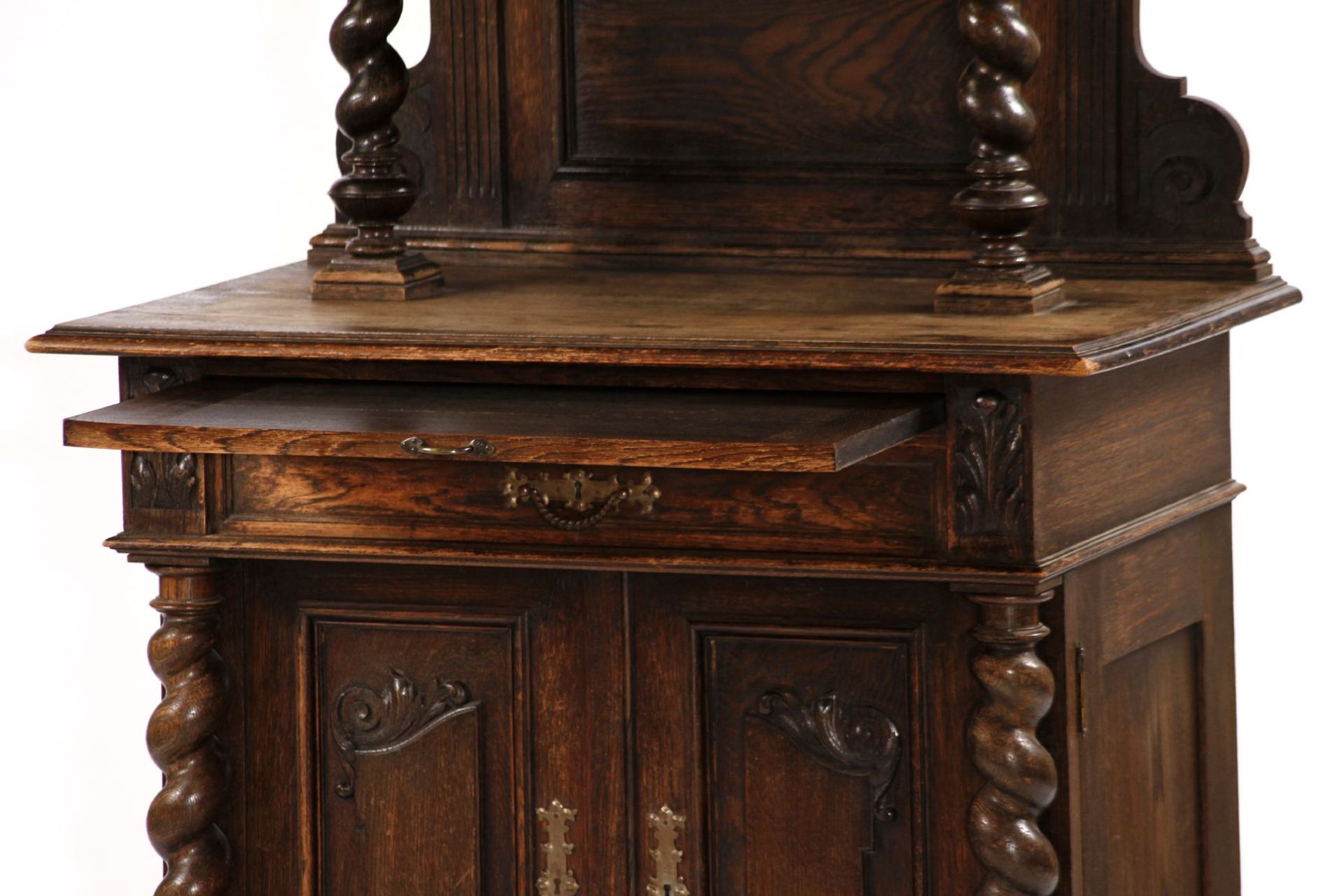 Kredenz, German, around 1890, so-called Wilhelminian style, solid oak and partly veneered, stained - Image 4 of 4