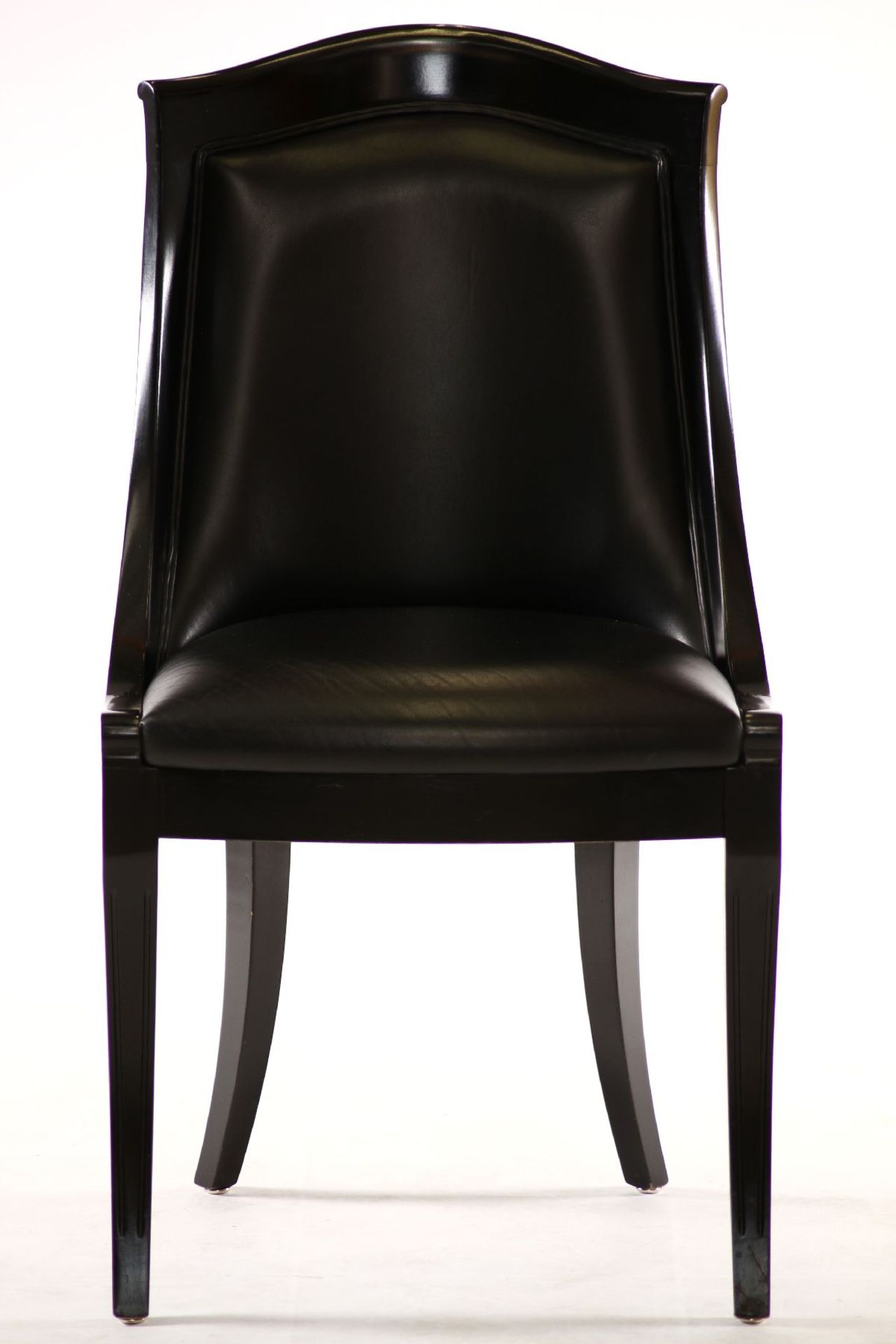 4 chairs, in Art Deco style, solid wood frames, black lacquered, black leather covers,comfortable - Image 2 of 3